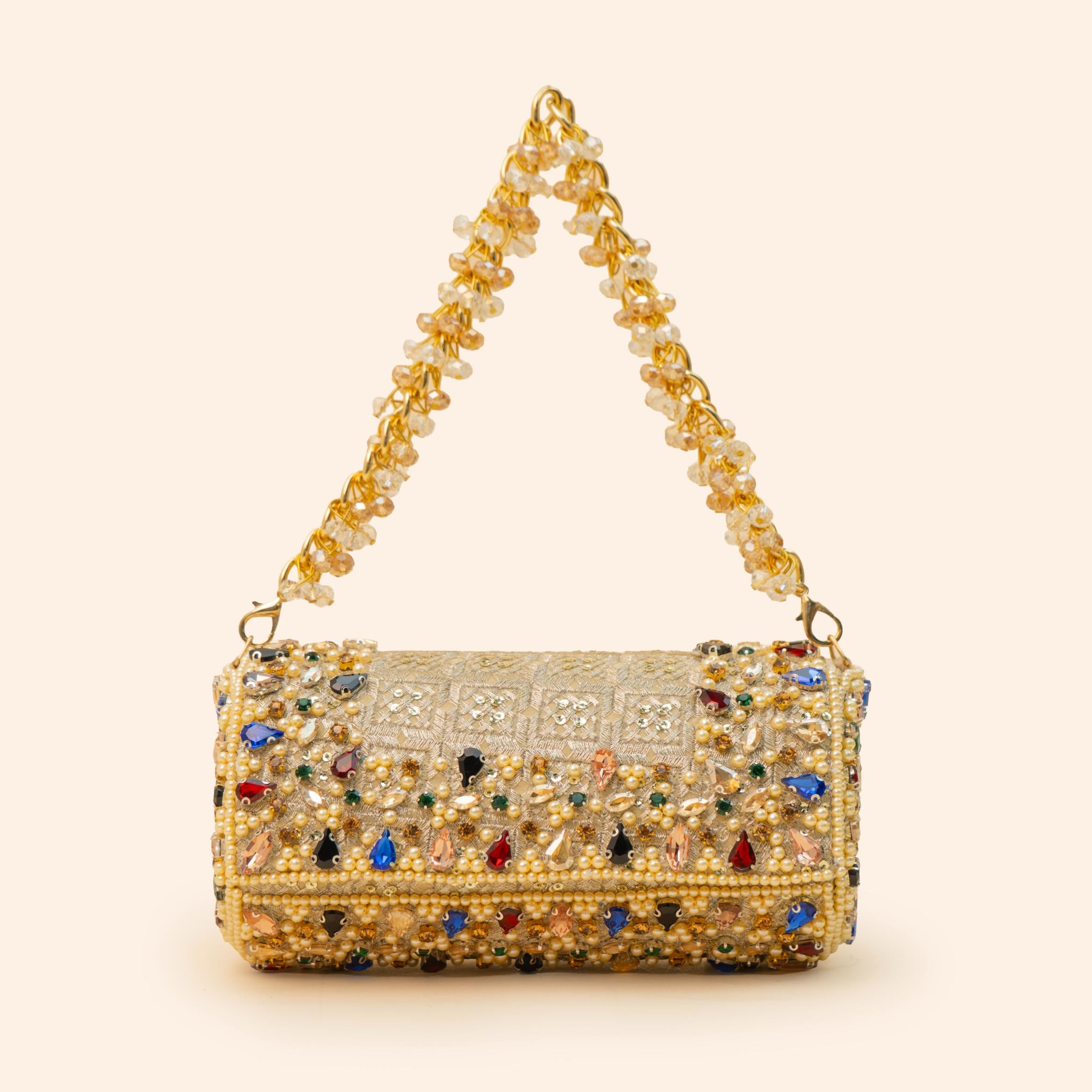 Rich Embellished Occasion Cylinder Purse
