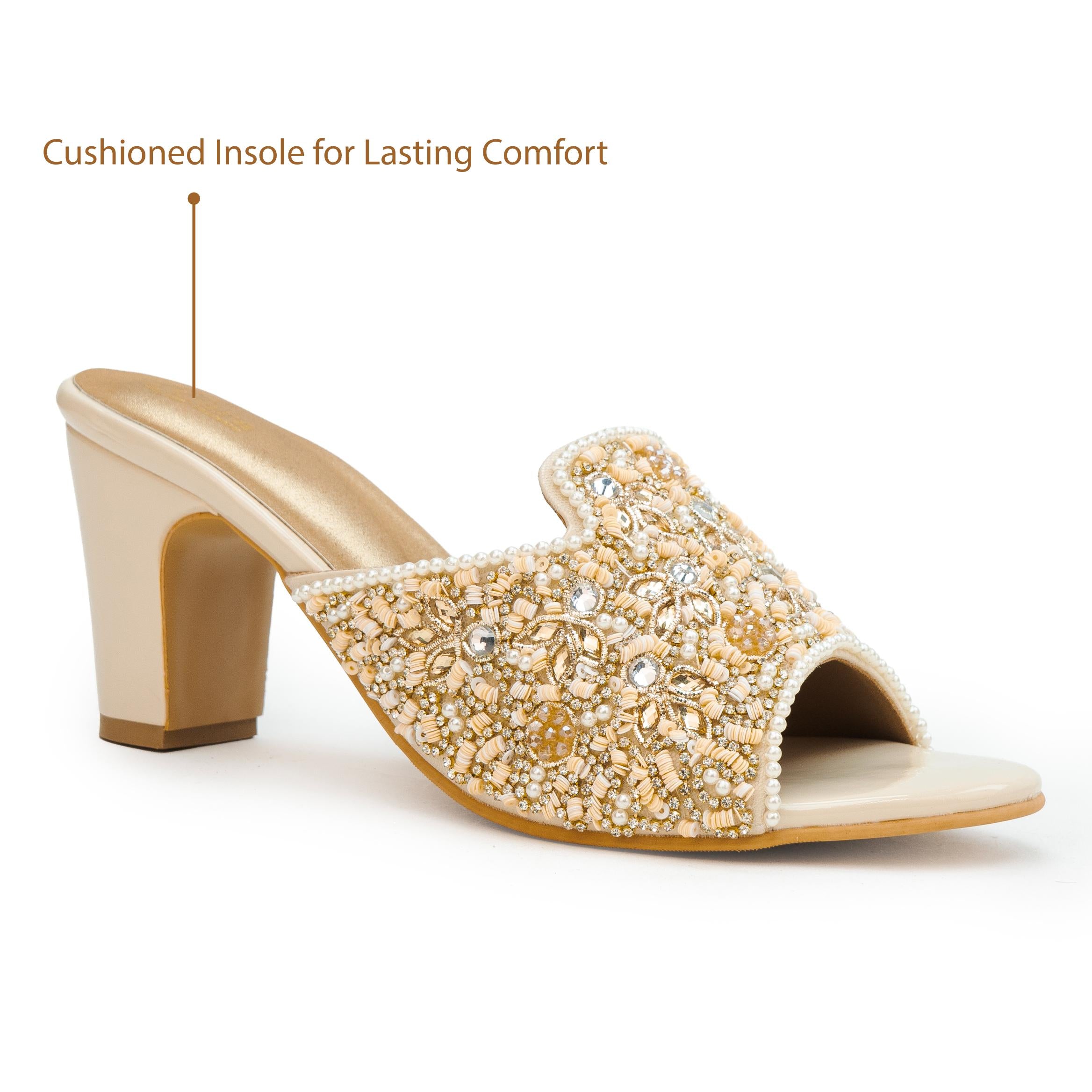 Shimmer Embroidery Heels