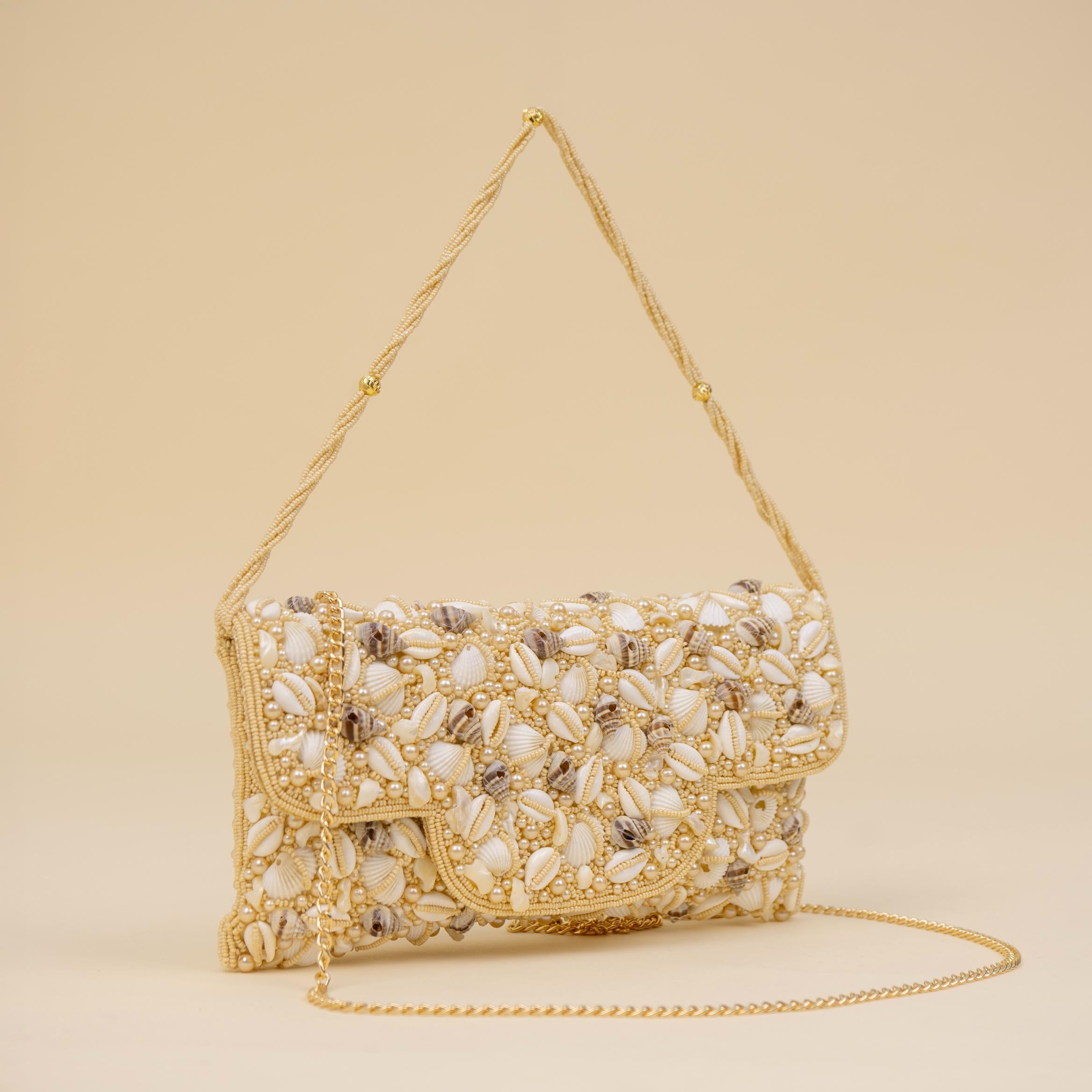 Women's Pearl Shell Beaded Shoulder Bag
