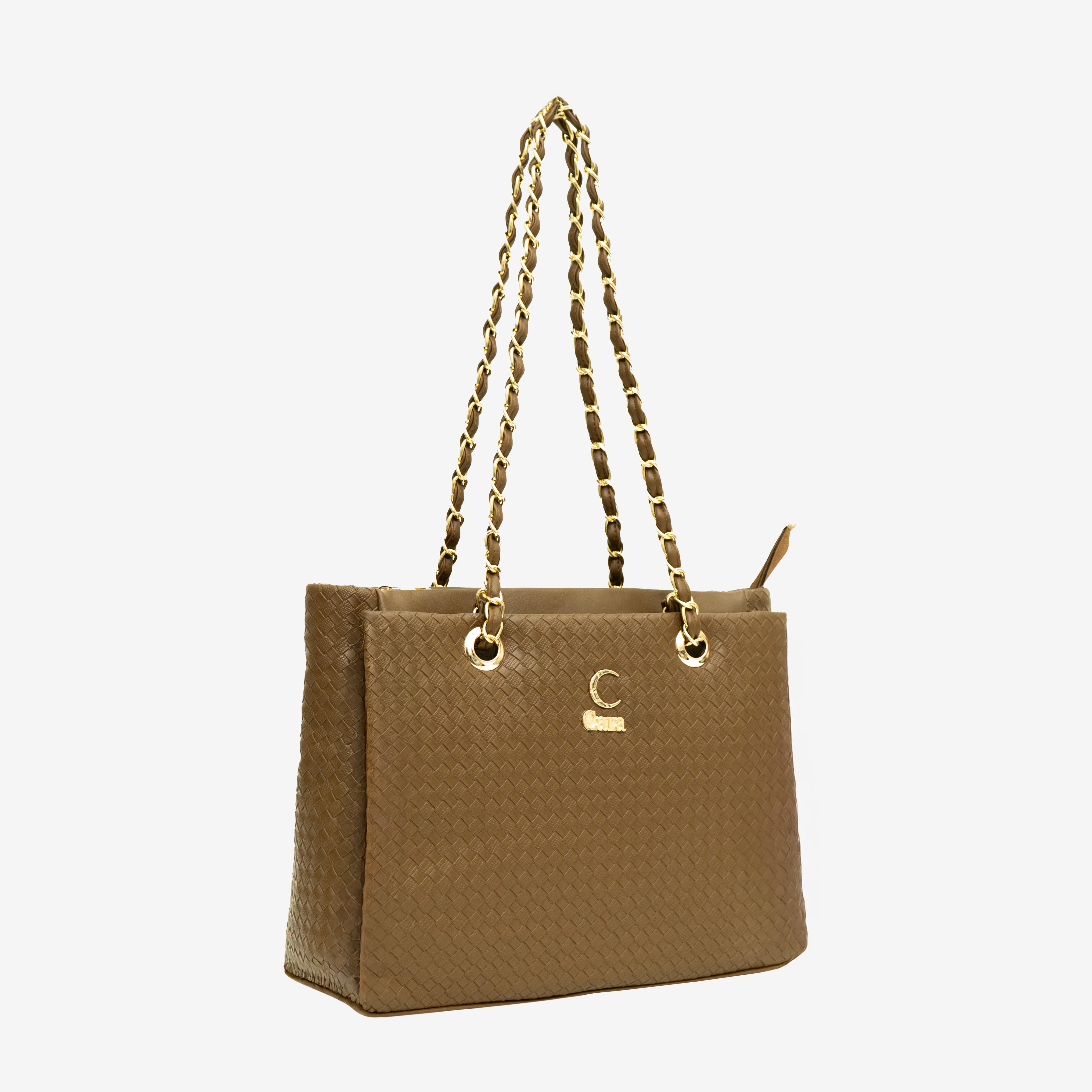 Brown Textured Swagger Tote Bag I Cara