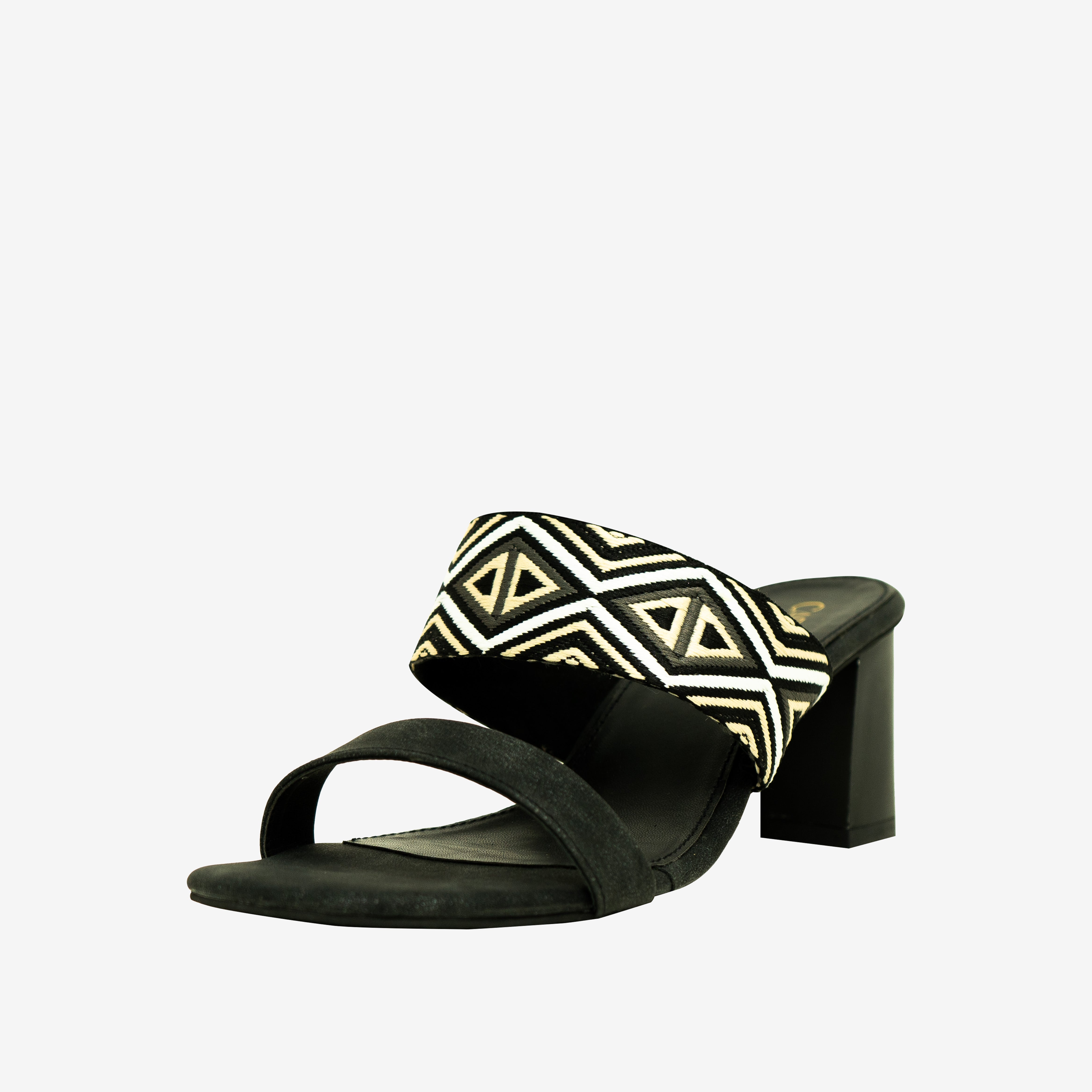 Black Printed Block Heels I Cara