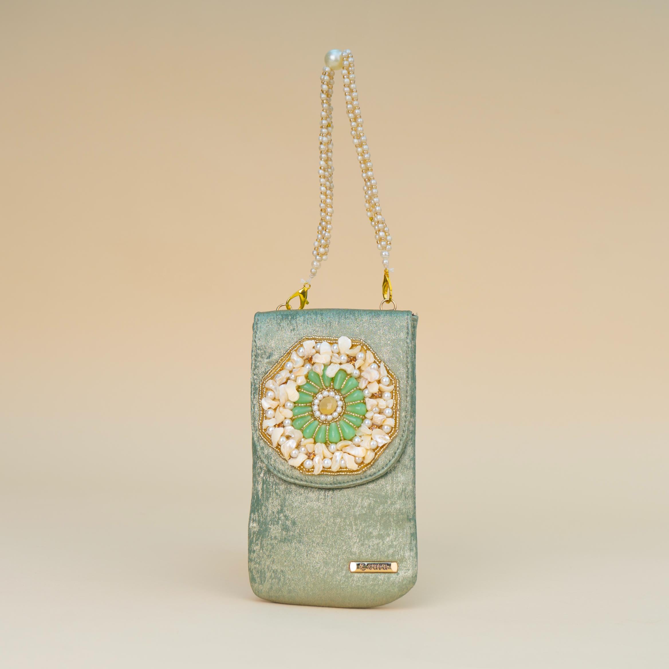 Aquamarine Pearl Charm Clutch