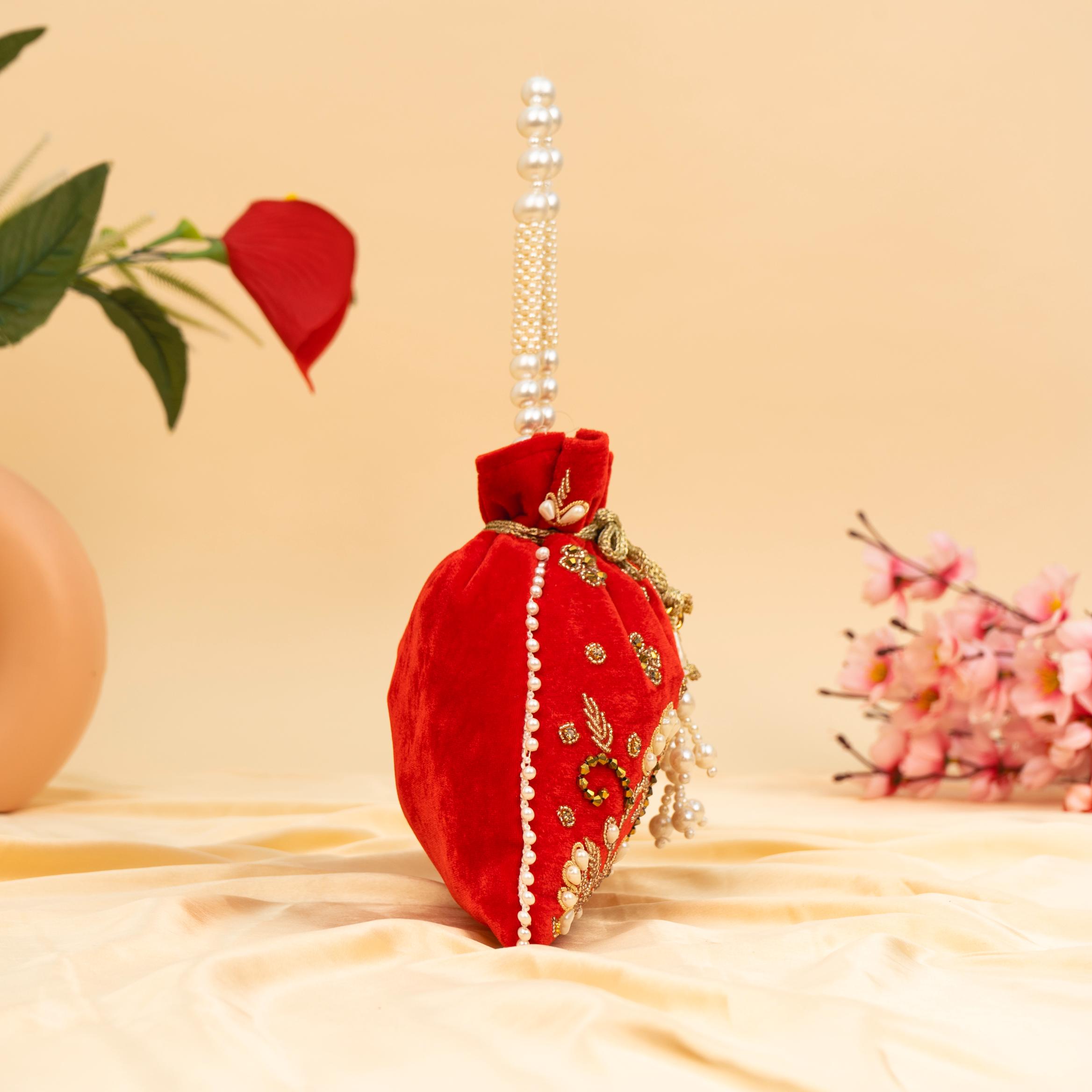 Vibrant Floral Zardosi Potli