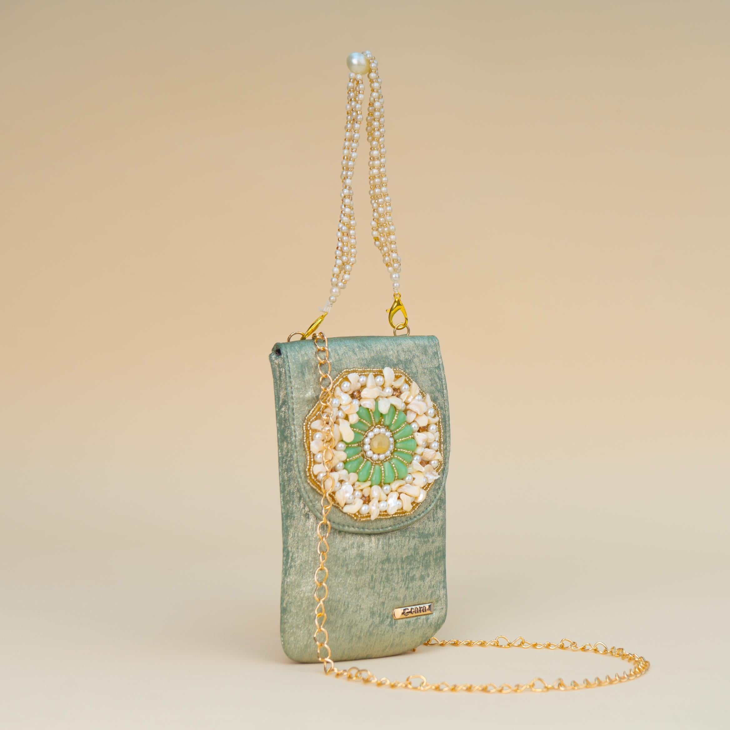 Aquamarine Pearl Charm Clutch