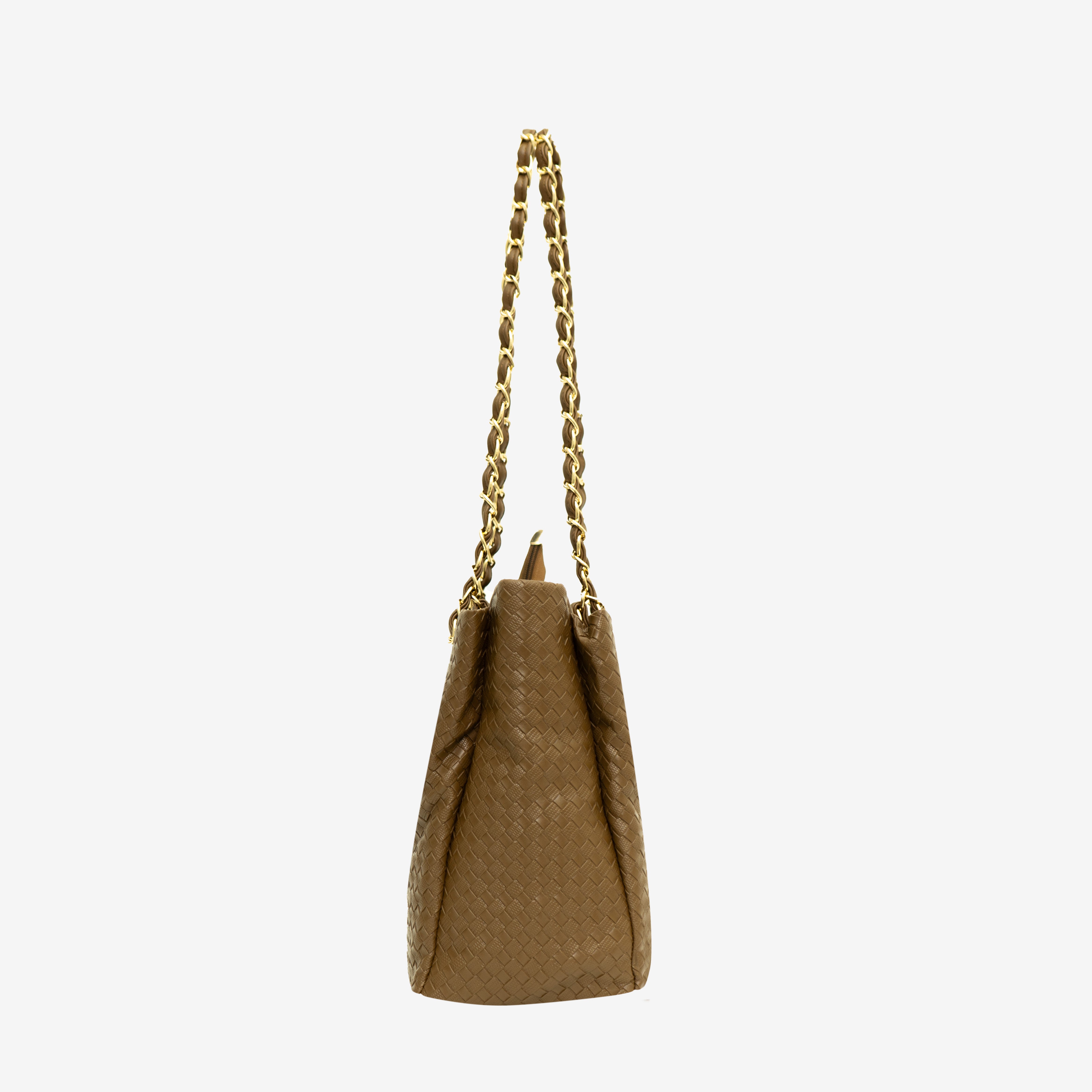 Brown Textured Swagger Tote Bag I Cara