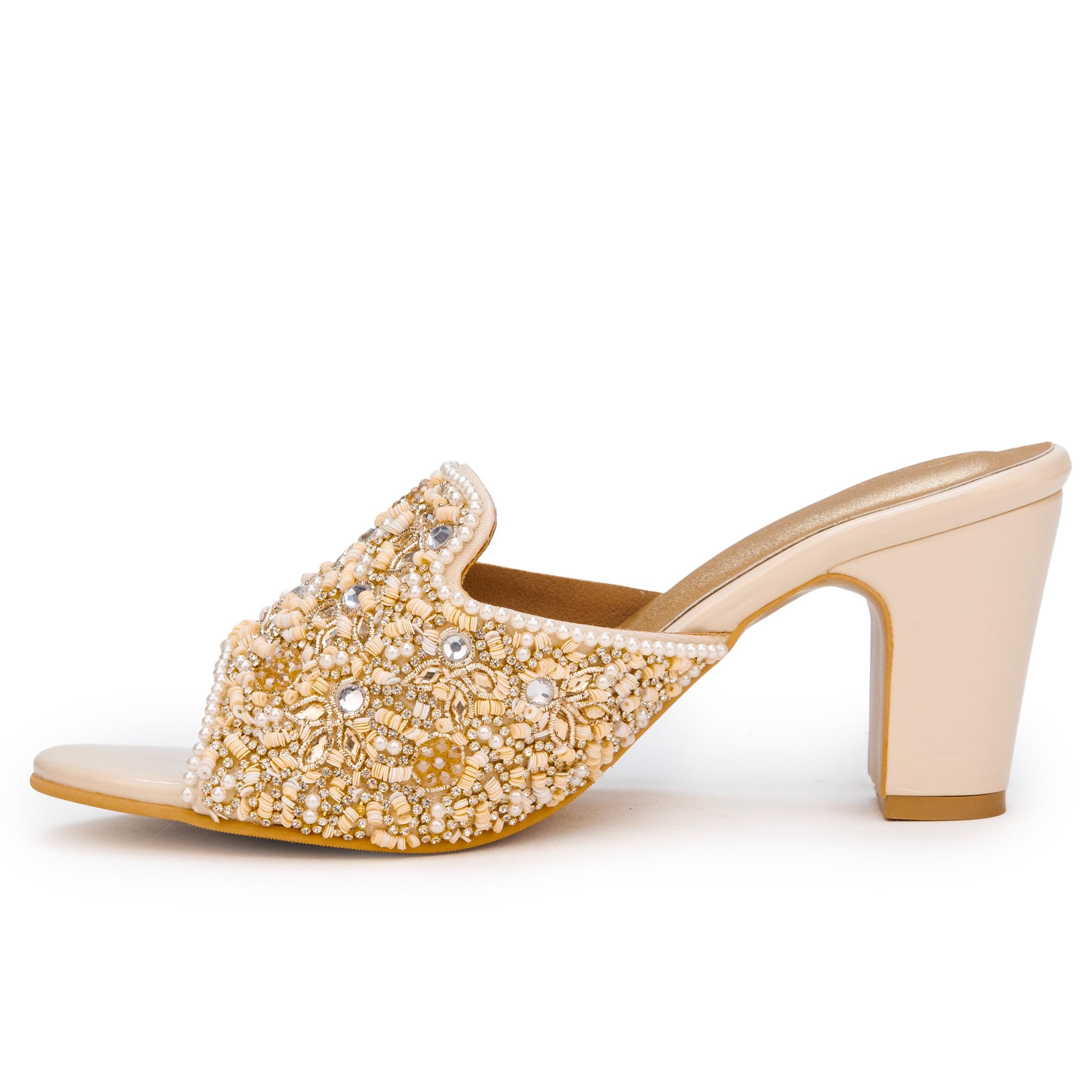 Shimmer Embroidery Heels
