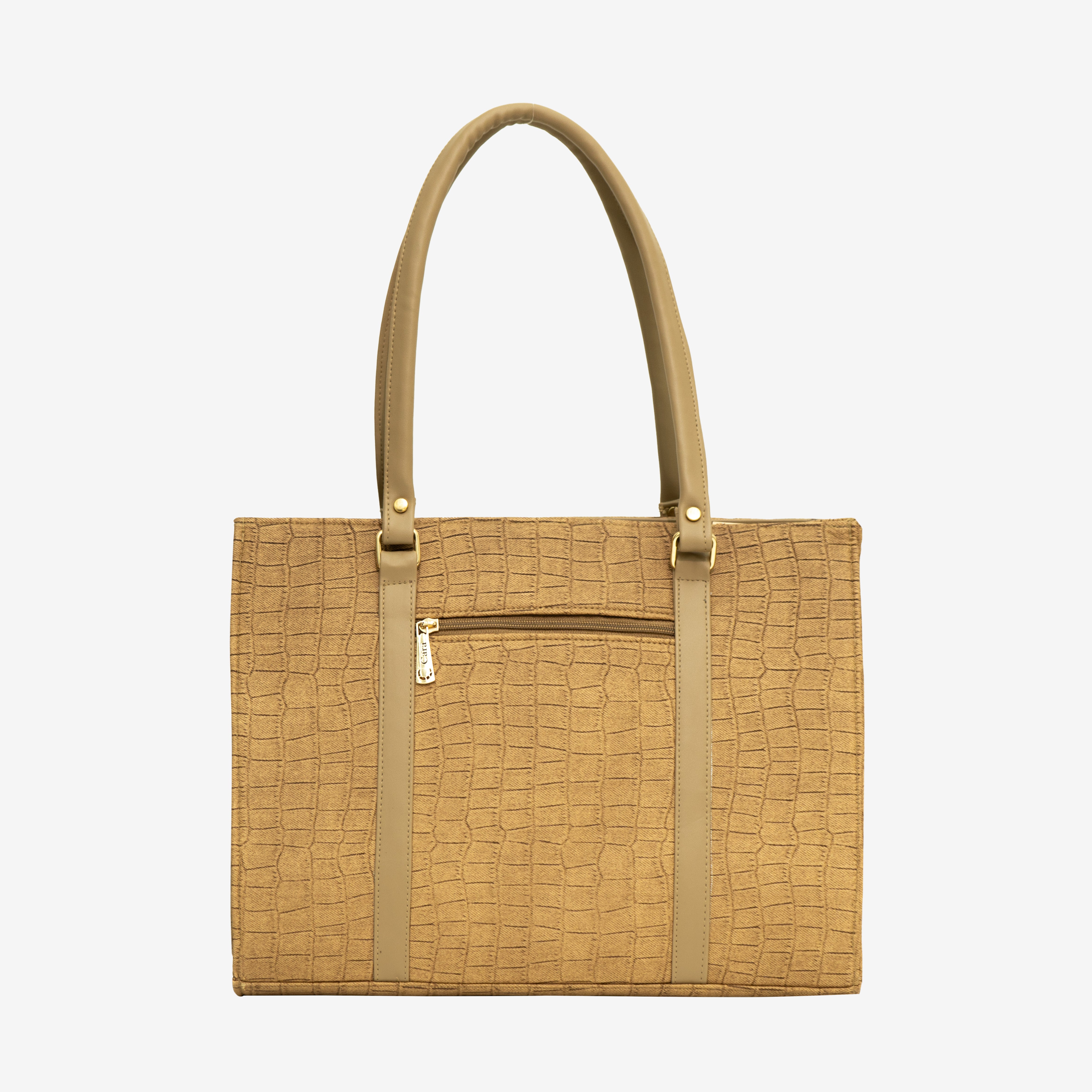 Tan Croc Textured Shoulder Bag I Cara