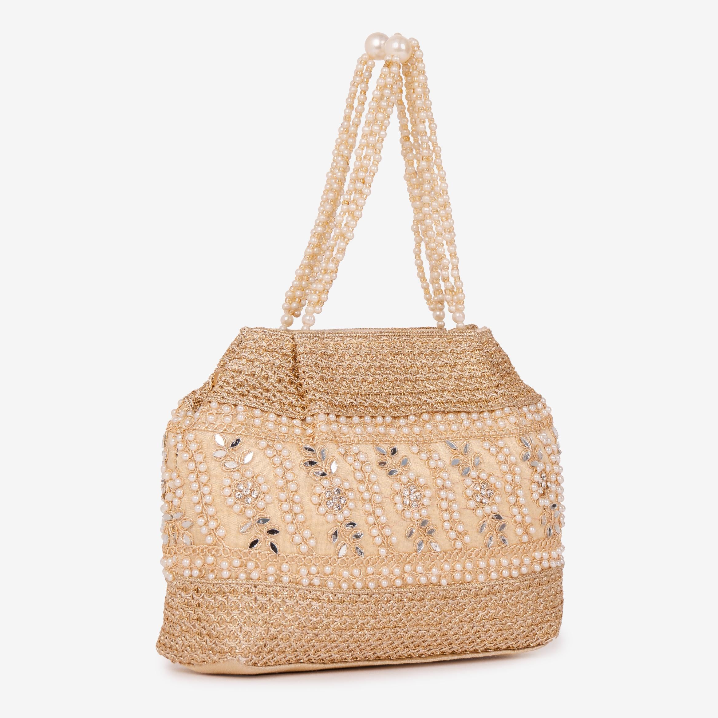 Golden Fern Pearl Potli