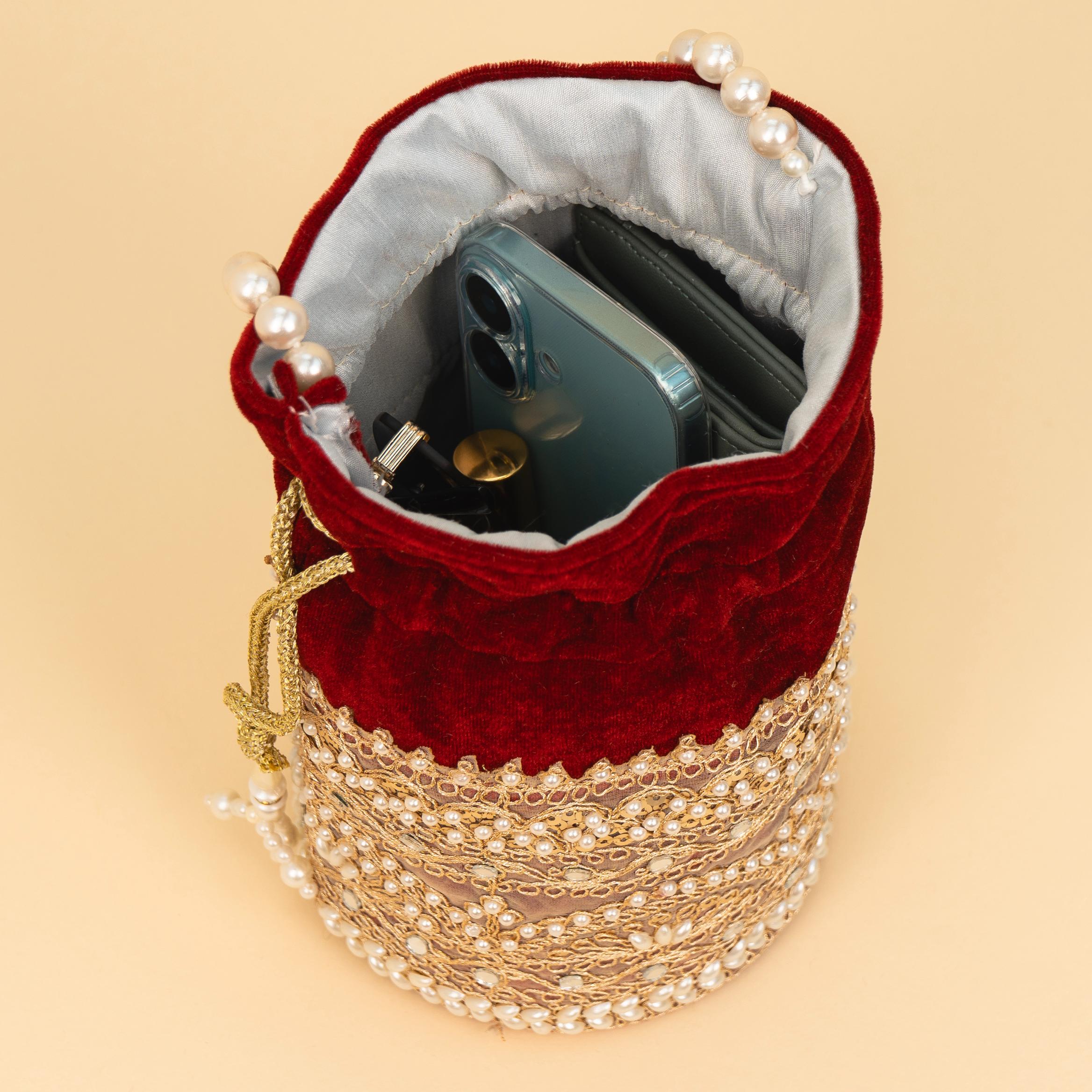 Zari Gold Velvet Potli
