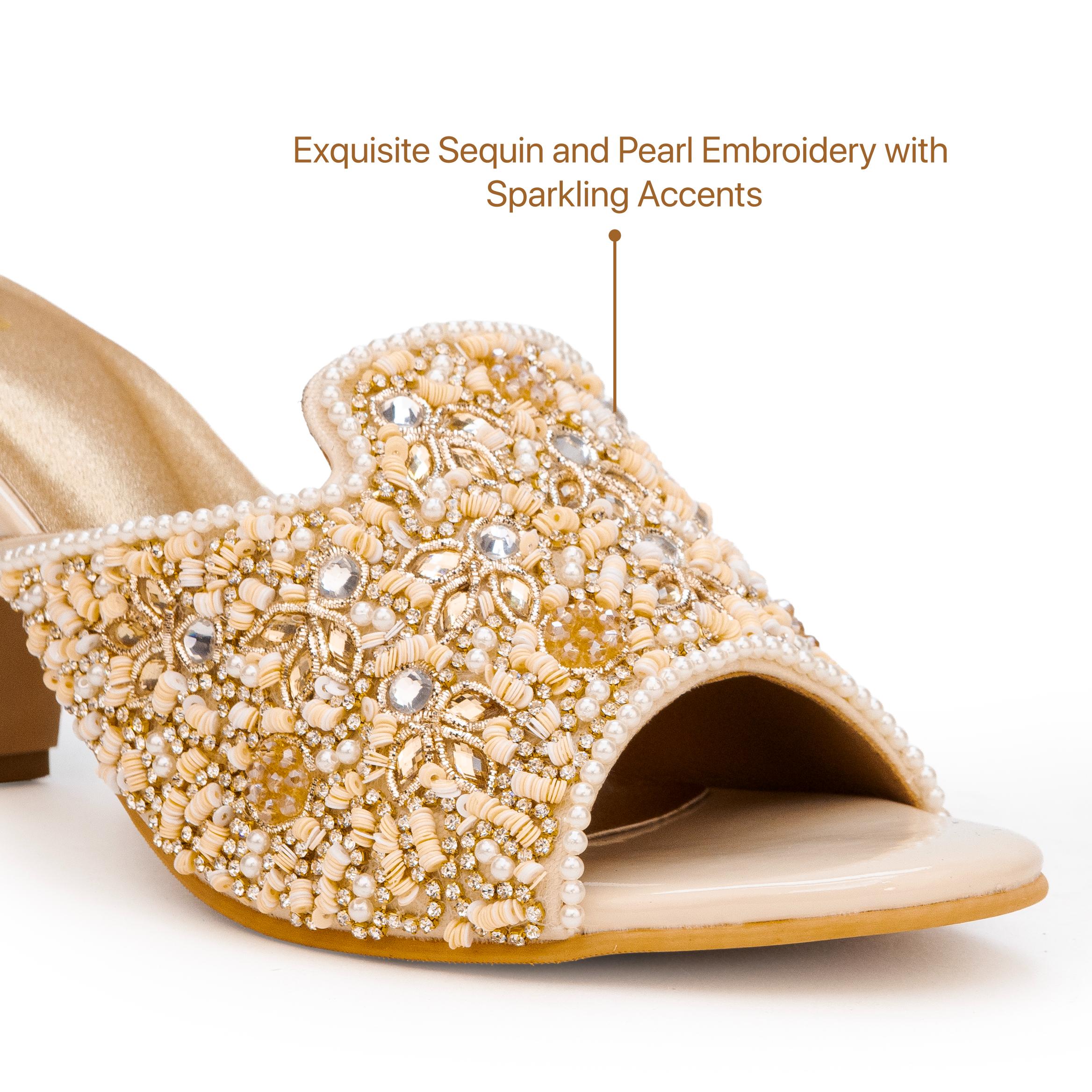 Shimmer Embroidery Heels