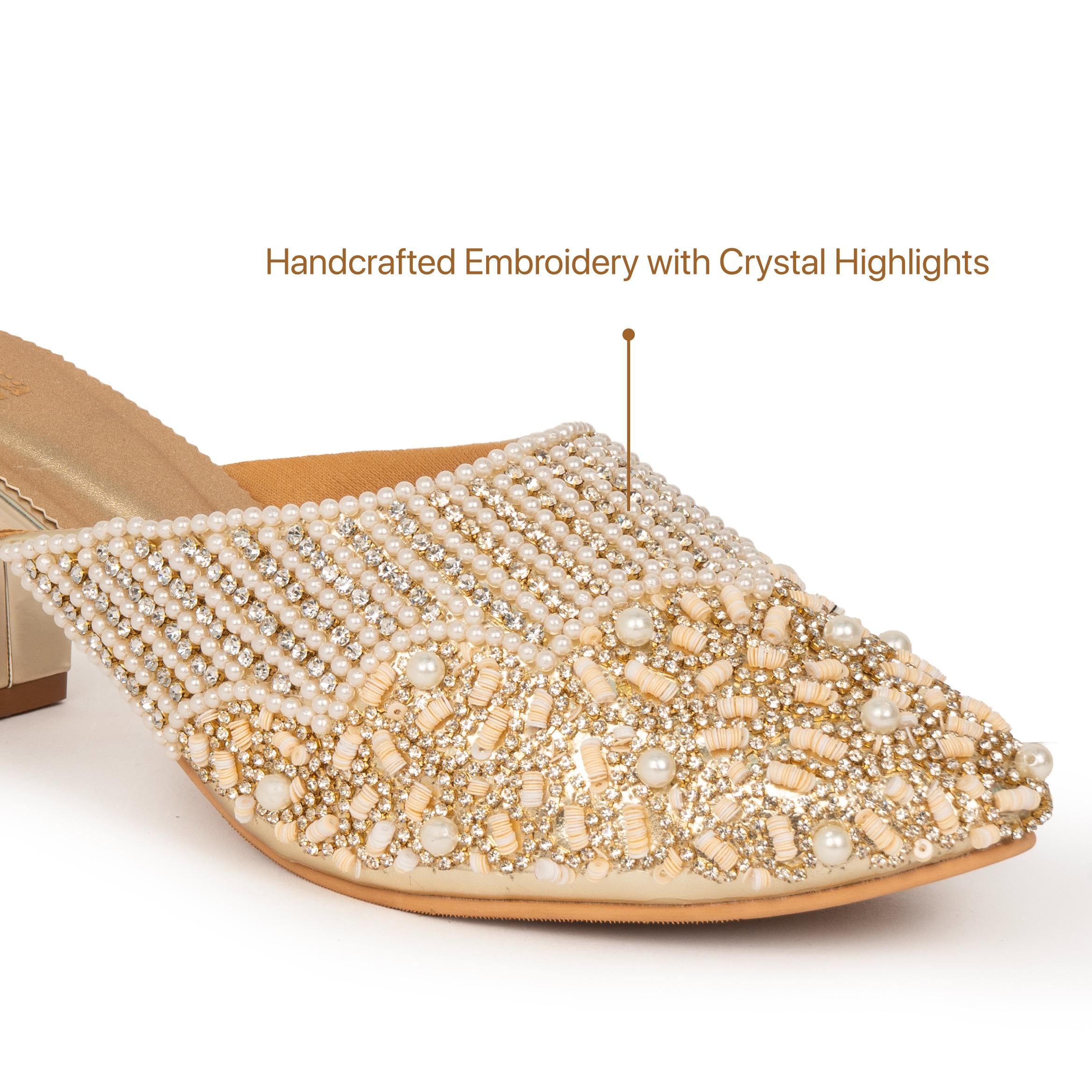 Pearl Crusted Queen Mules