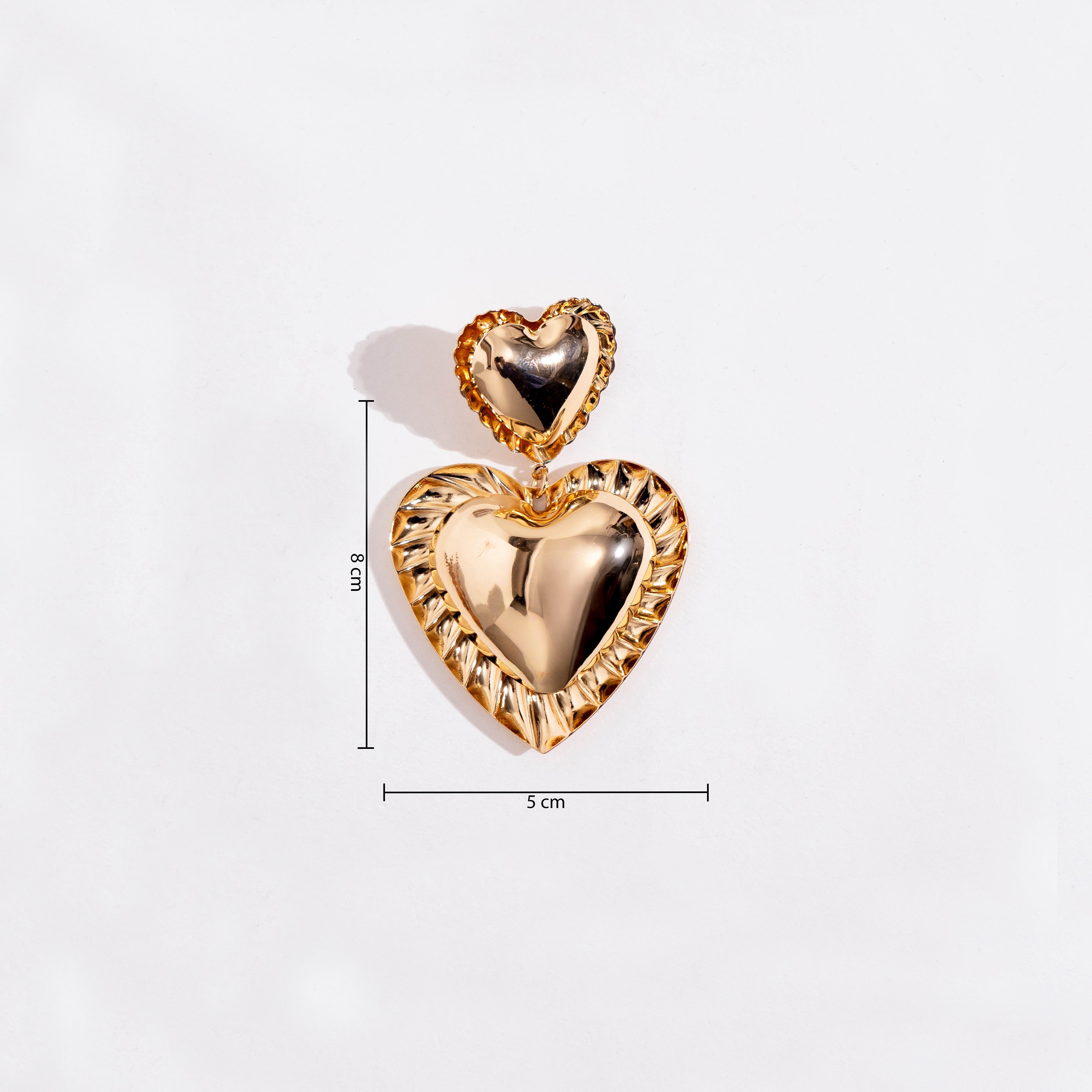 Golden Heart Drops Earrings