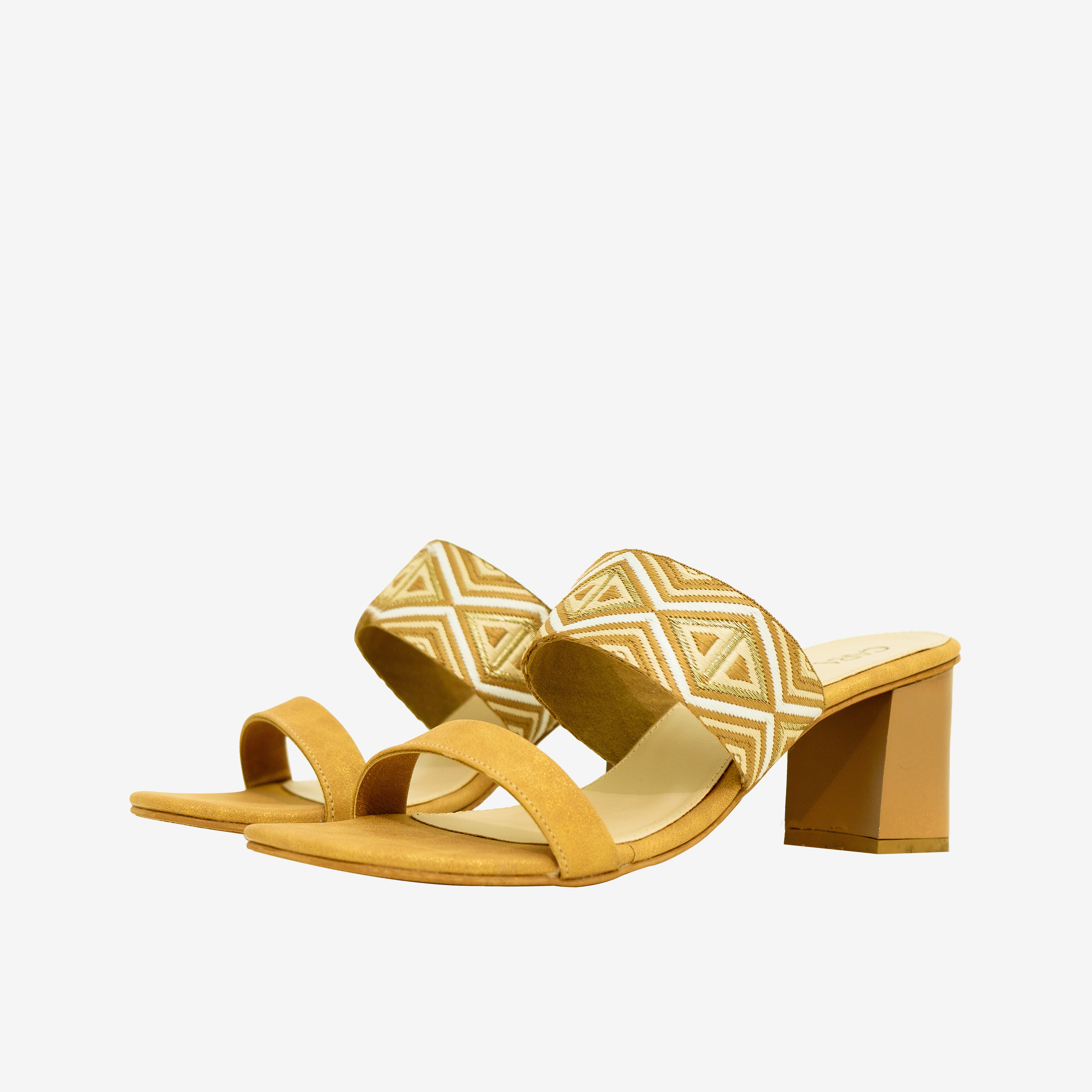 Yellow Printed Block heels I Cara