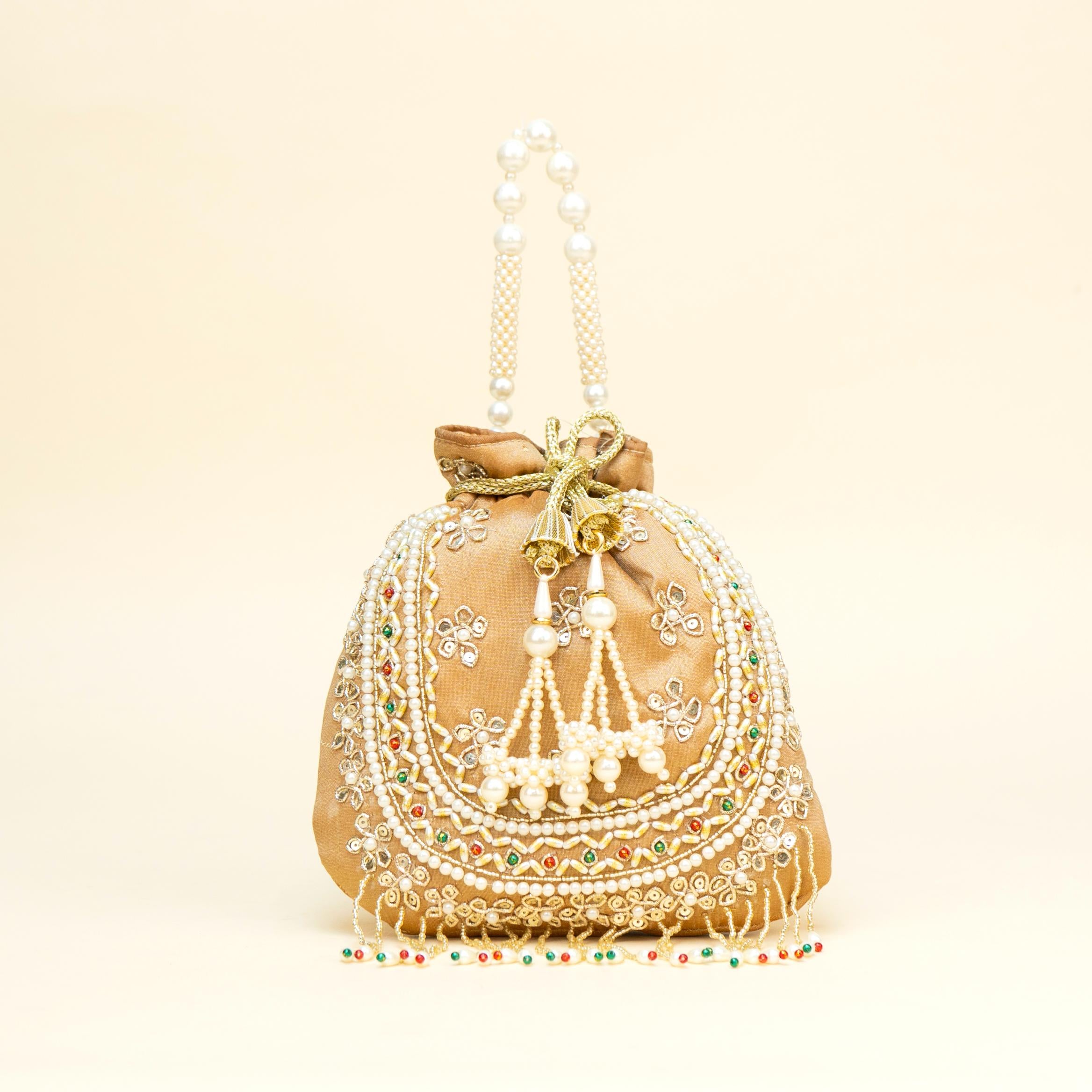 Blush Gold Braid Potli