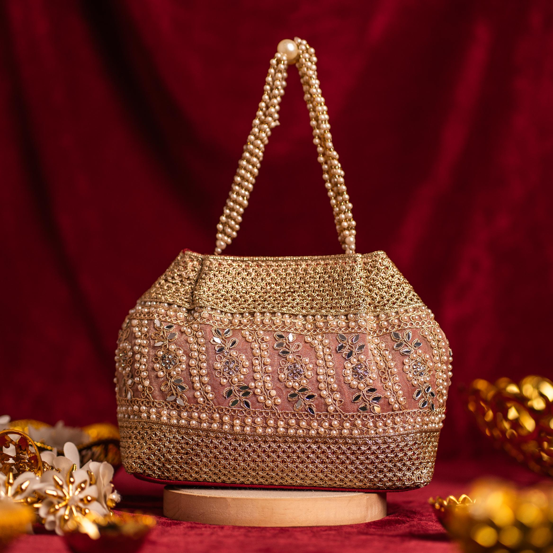 Golden Fern Pearl Potli