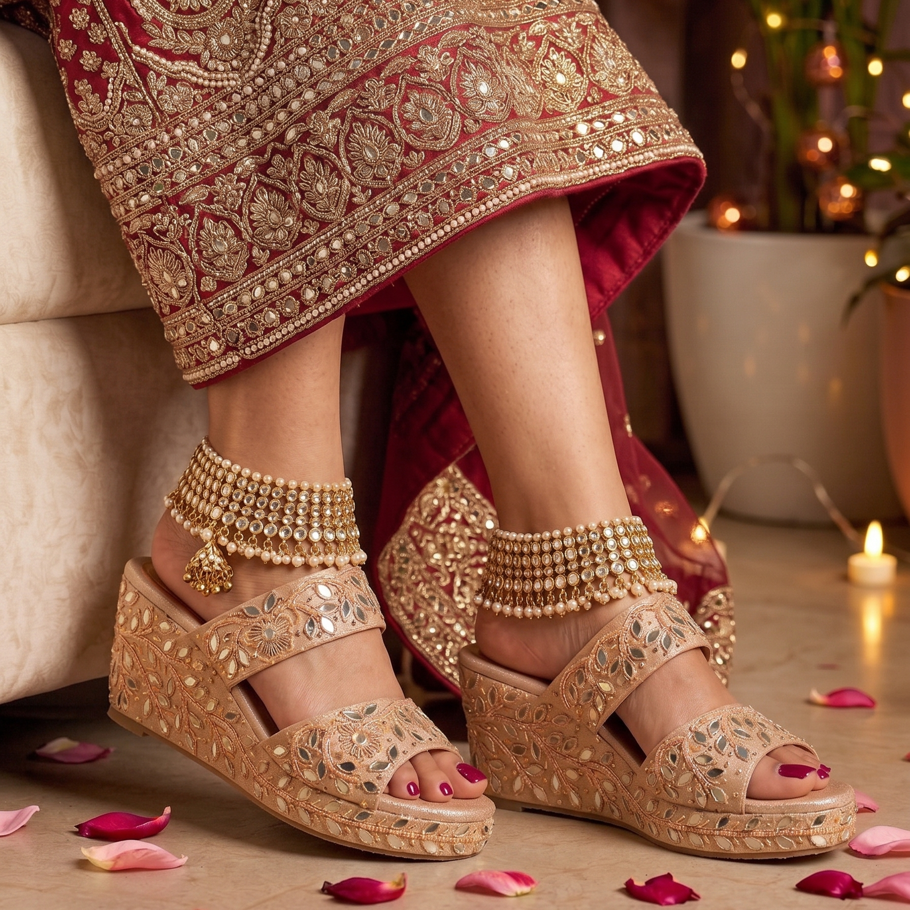 Mirror Beaded Wedges