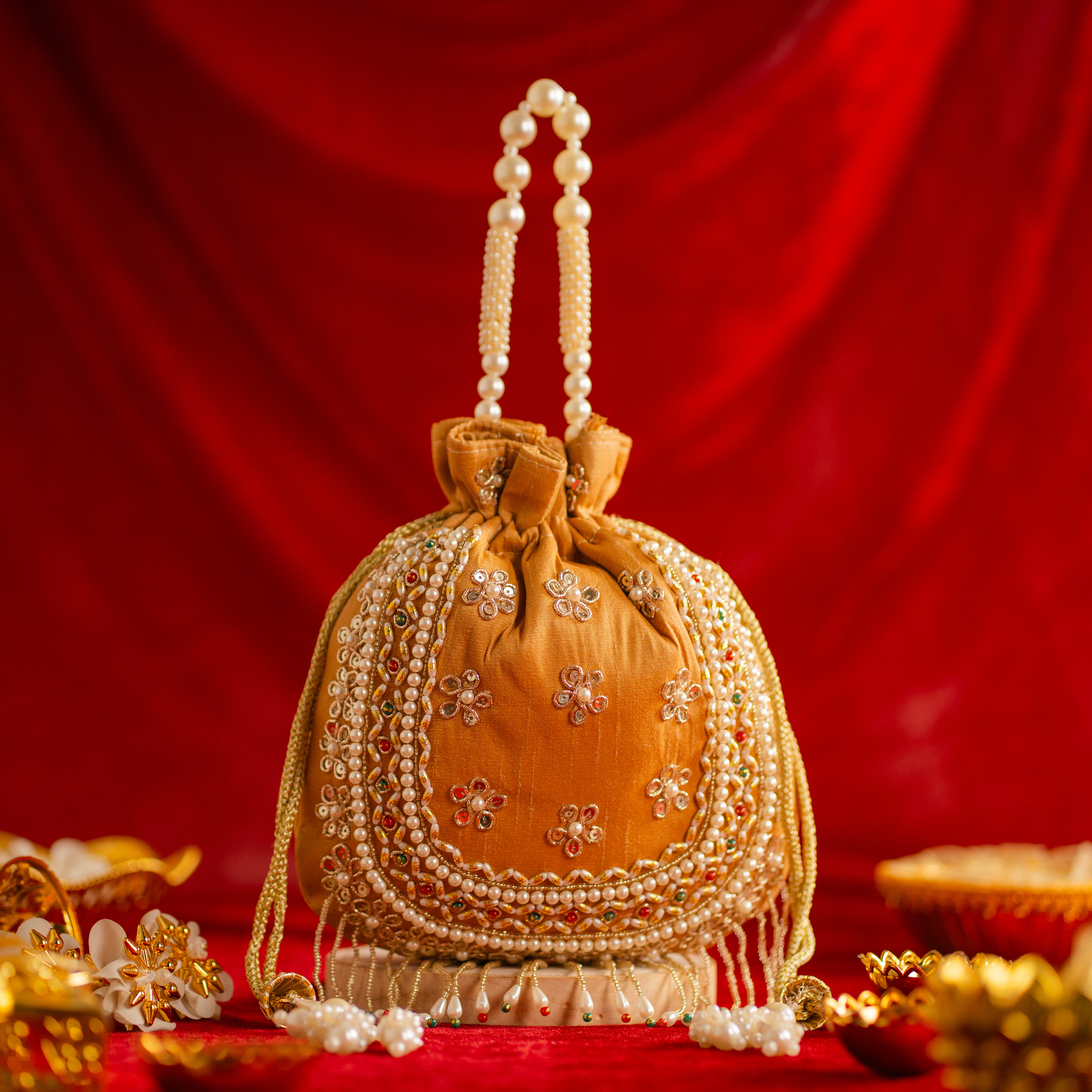 Blush Gold Braid Potli