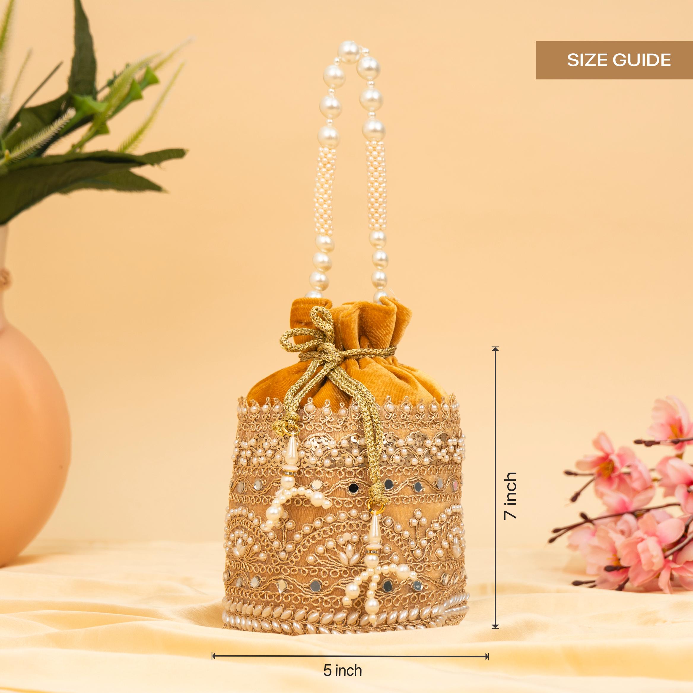 Zari Gold Velvet Potli