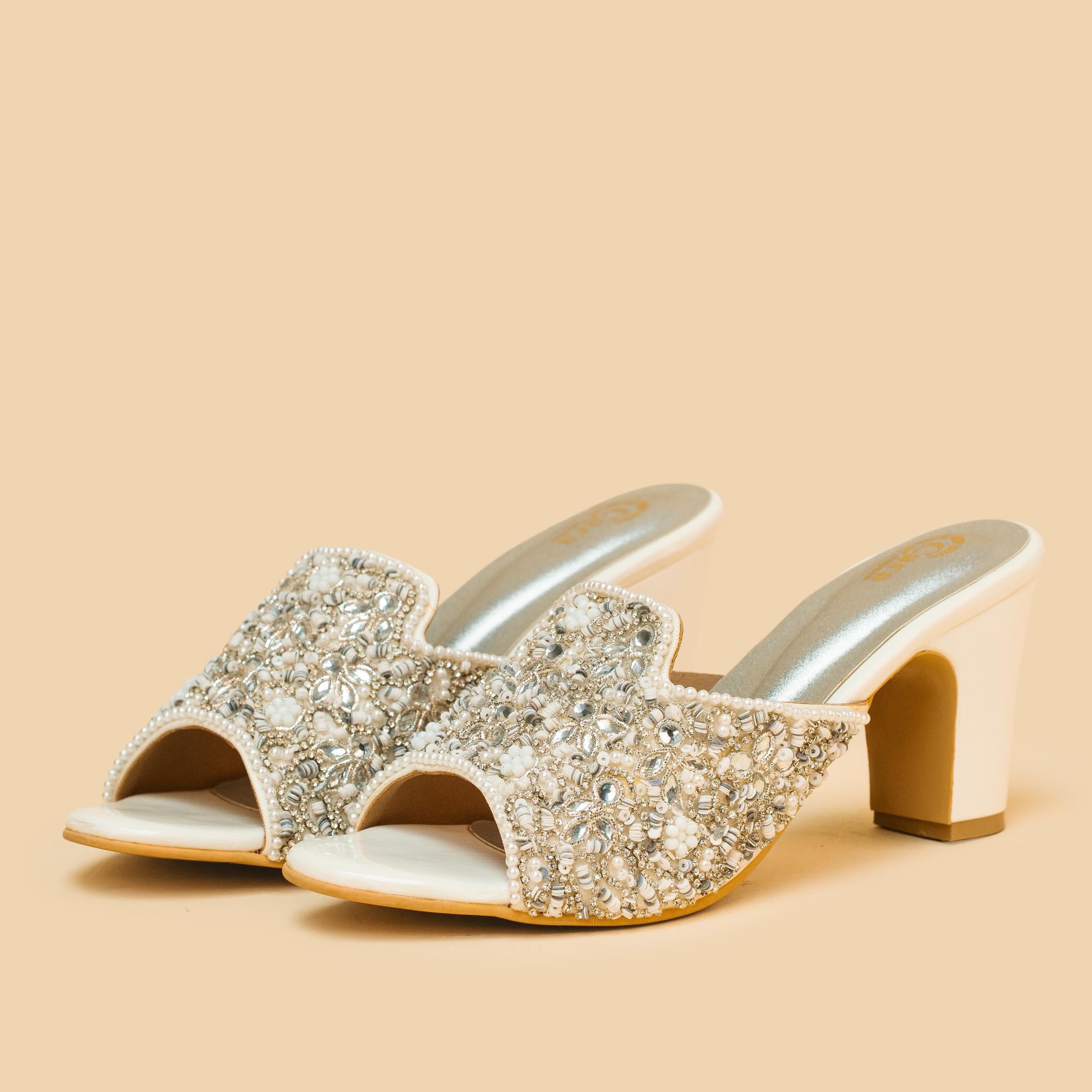 Shimmer Embroidery Heels