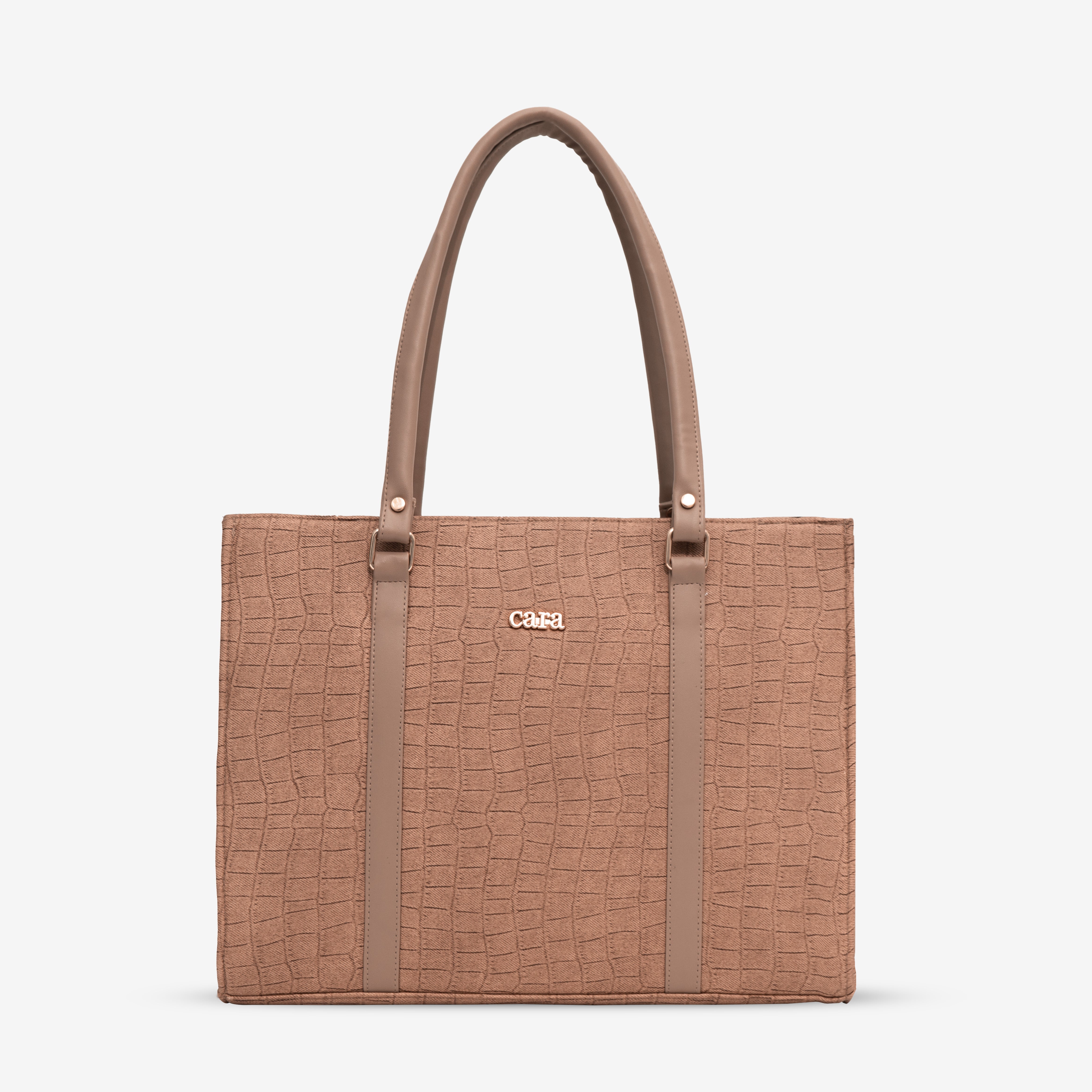 Brown Croc Textured Shoulder Bag I Cara