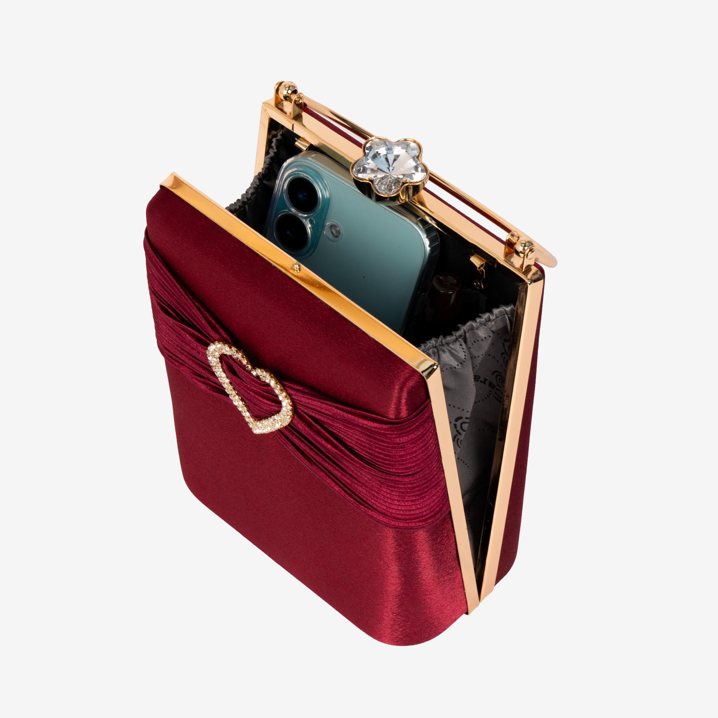 Satin Heartbeat Clutch
