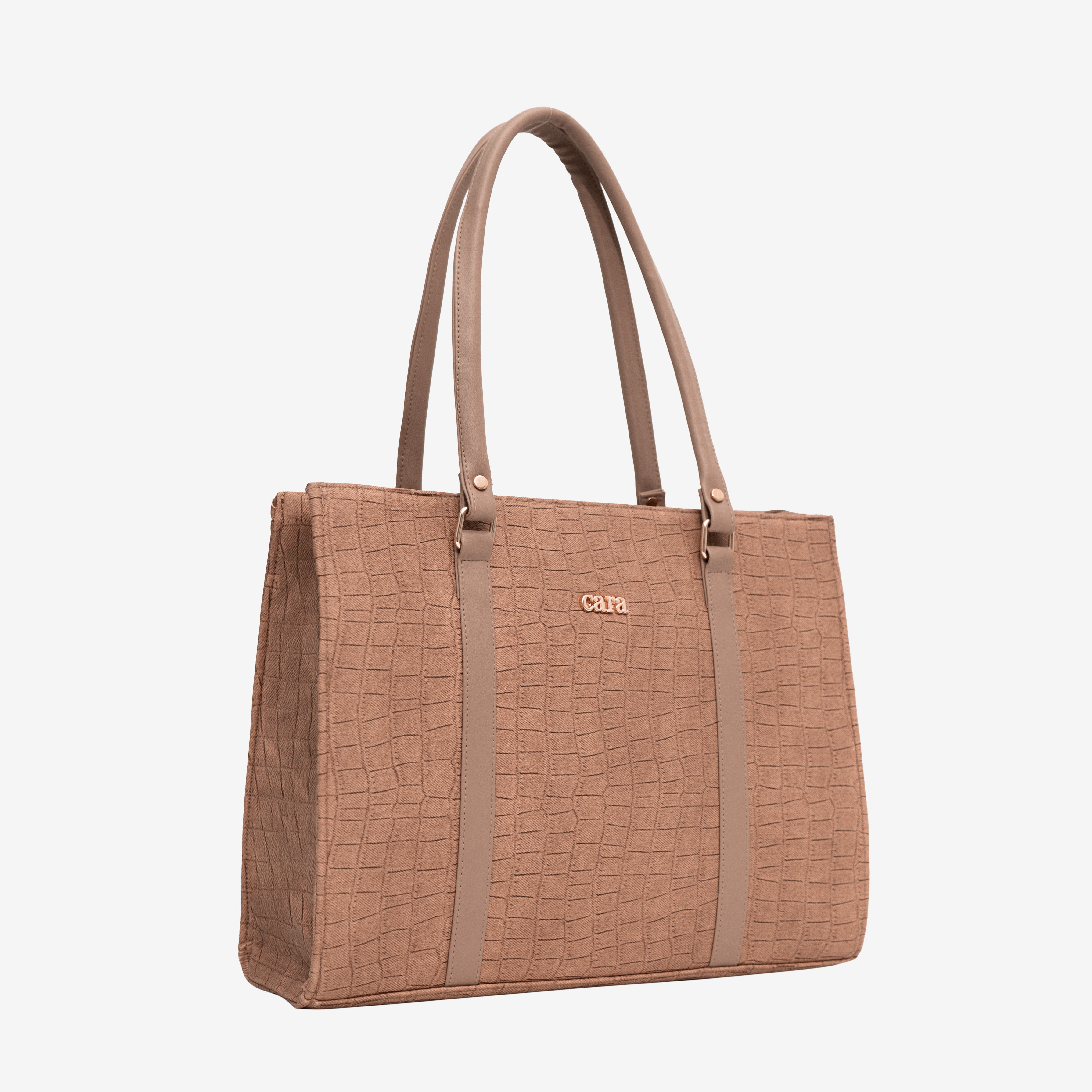 Brown Croc Textured Shoulder Bag I Cara