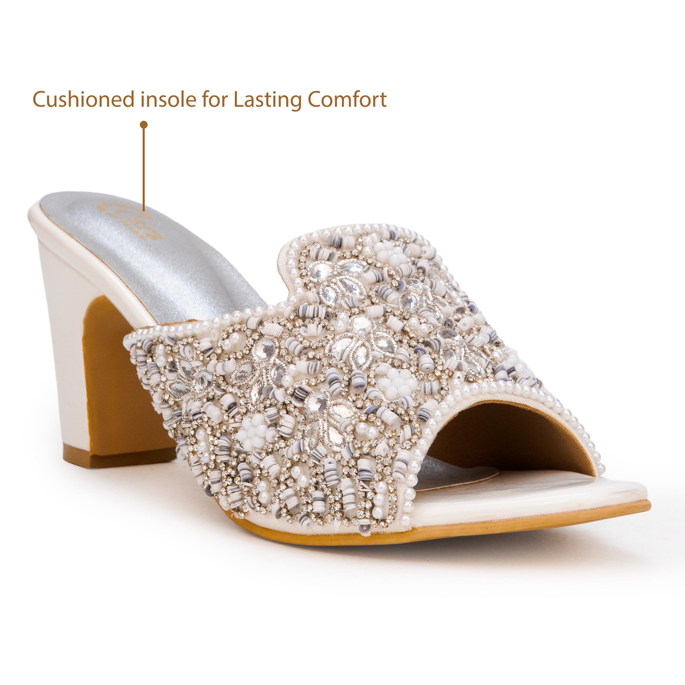 Shimmer Embroidery Heels