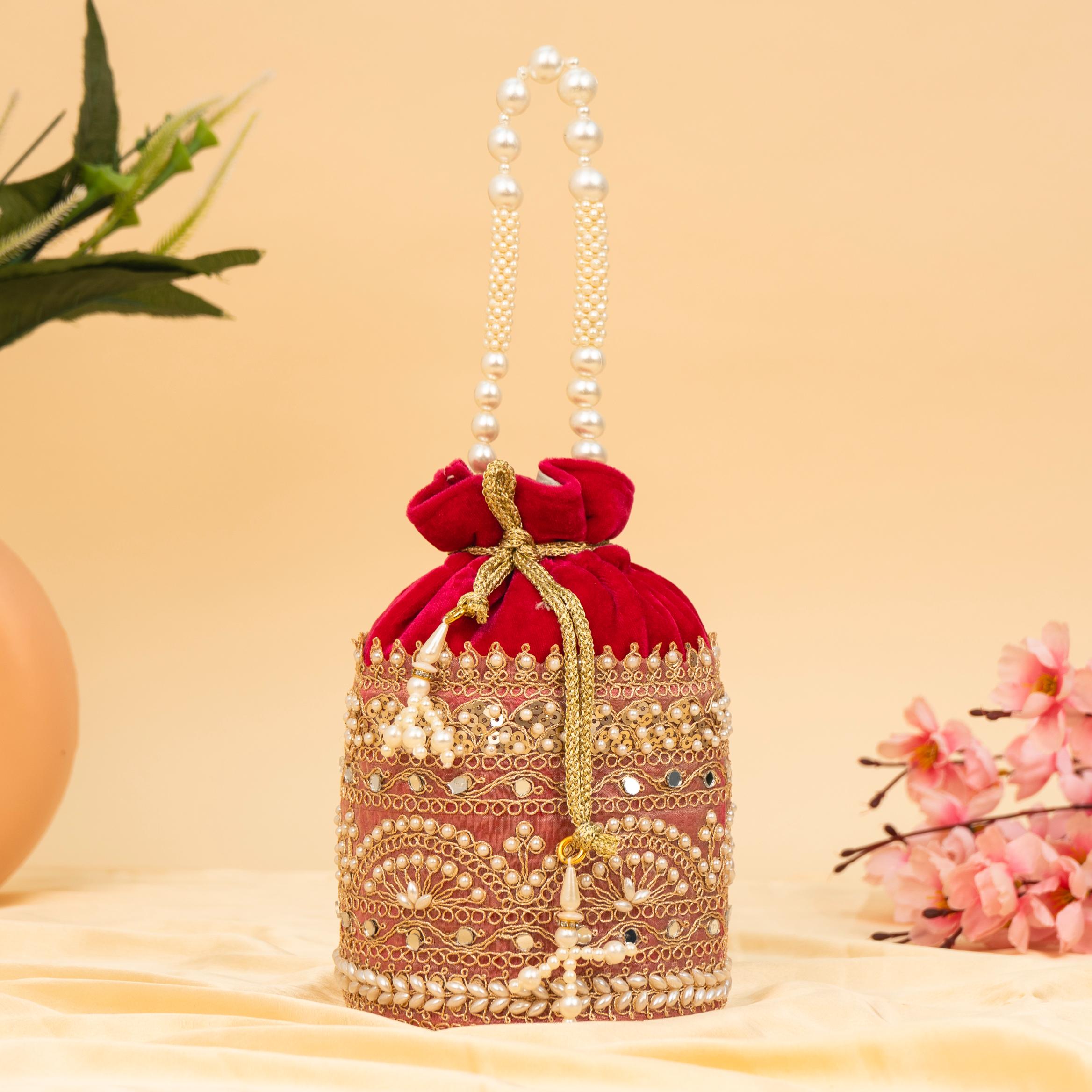 Zari Gold Velvet Potli