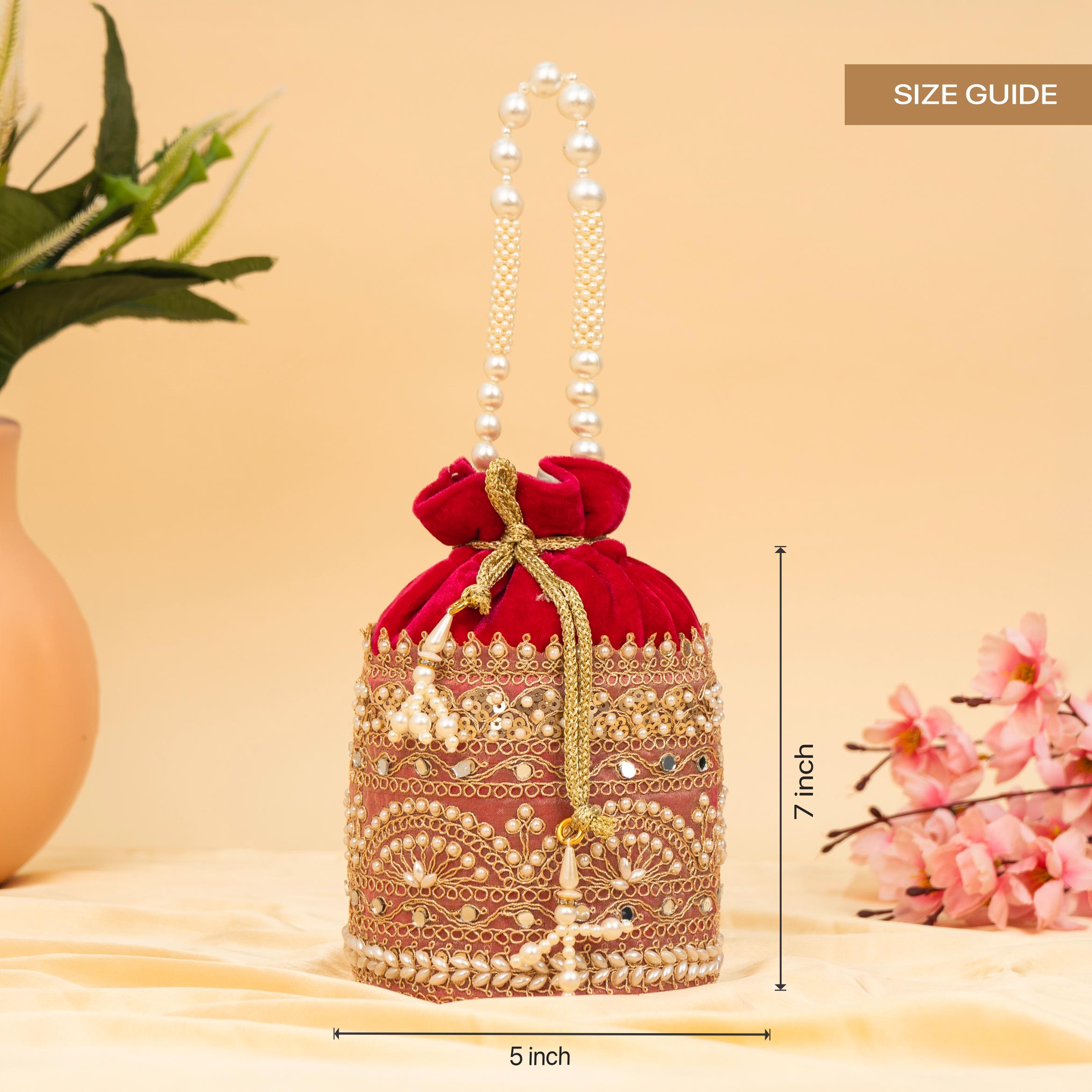 Zari Gold Velvet Potli