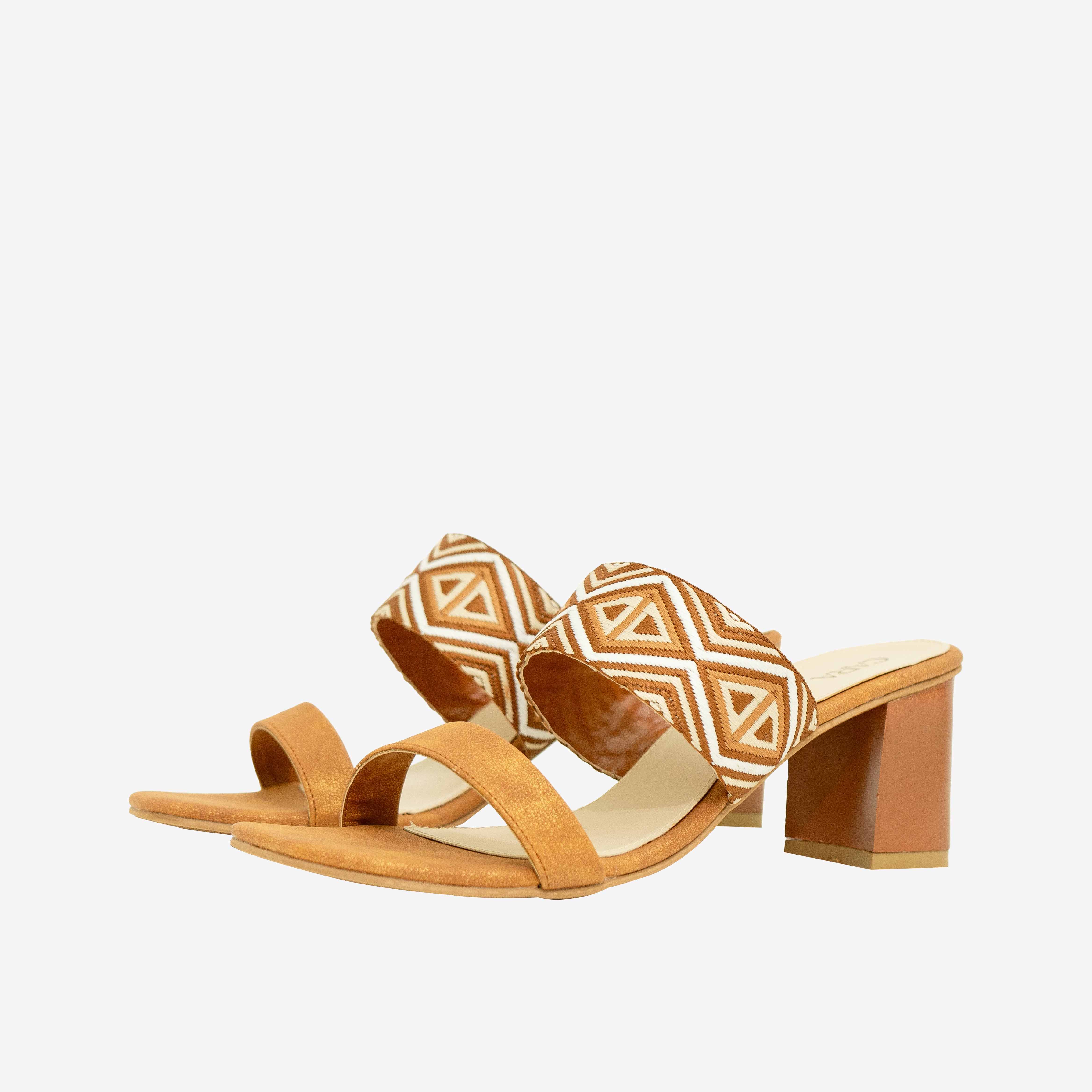 Tan Printed Block heels | Cara