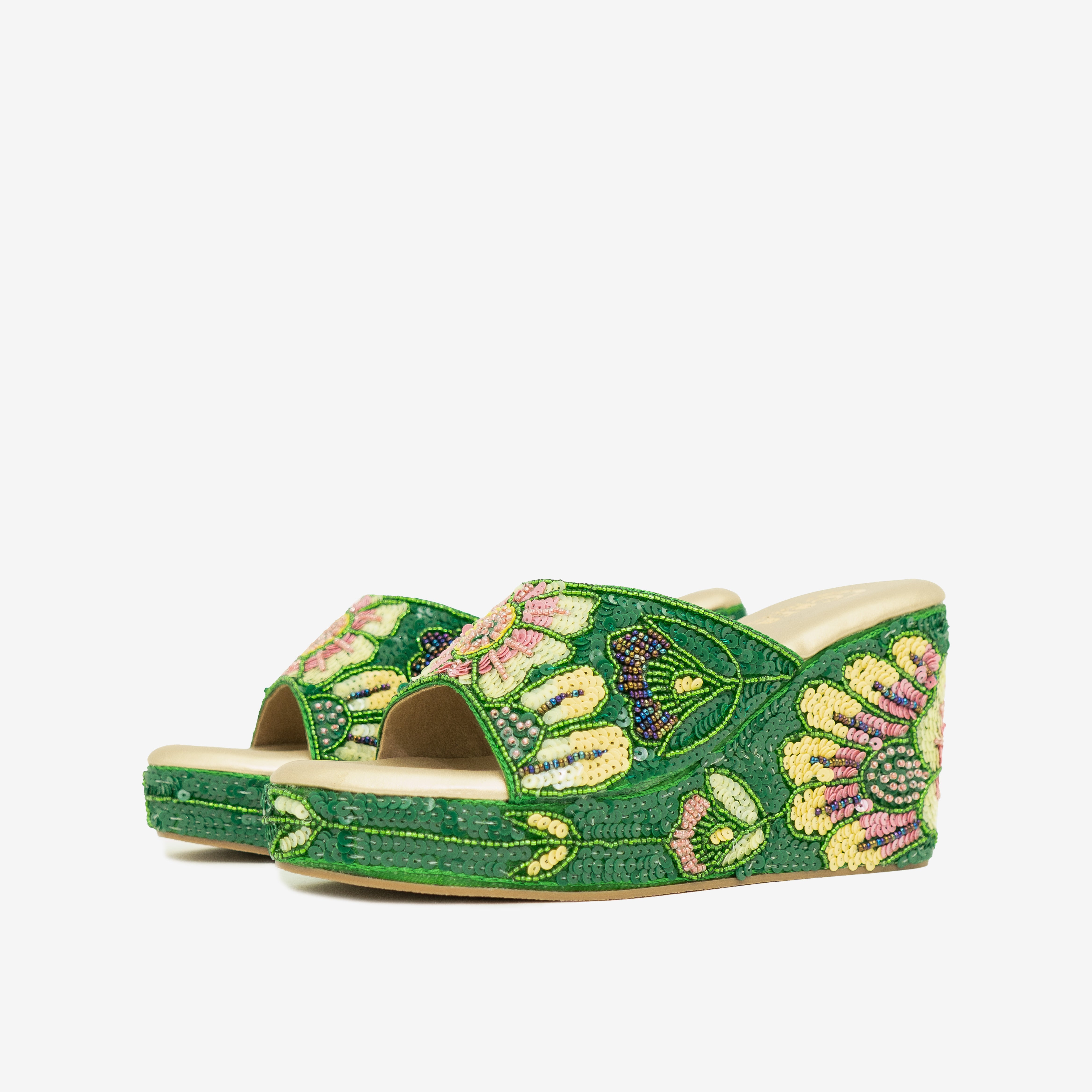 Green Blooming Elegance Wedge  I Cara