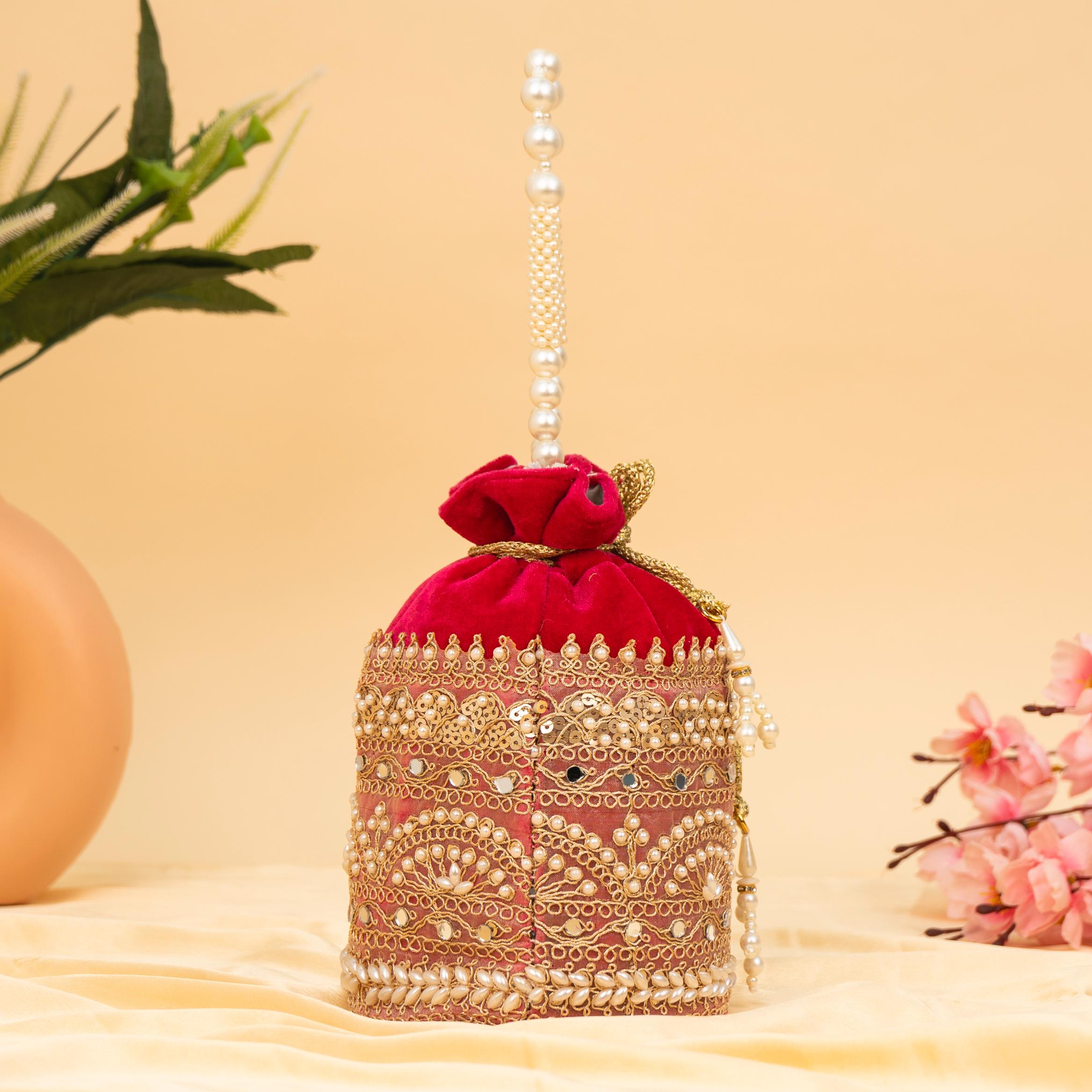 Zari Gold Velvet Potli