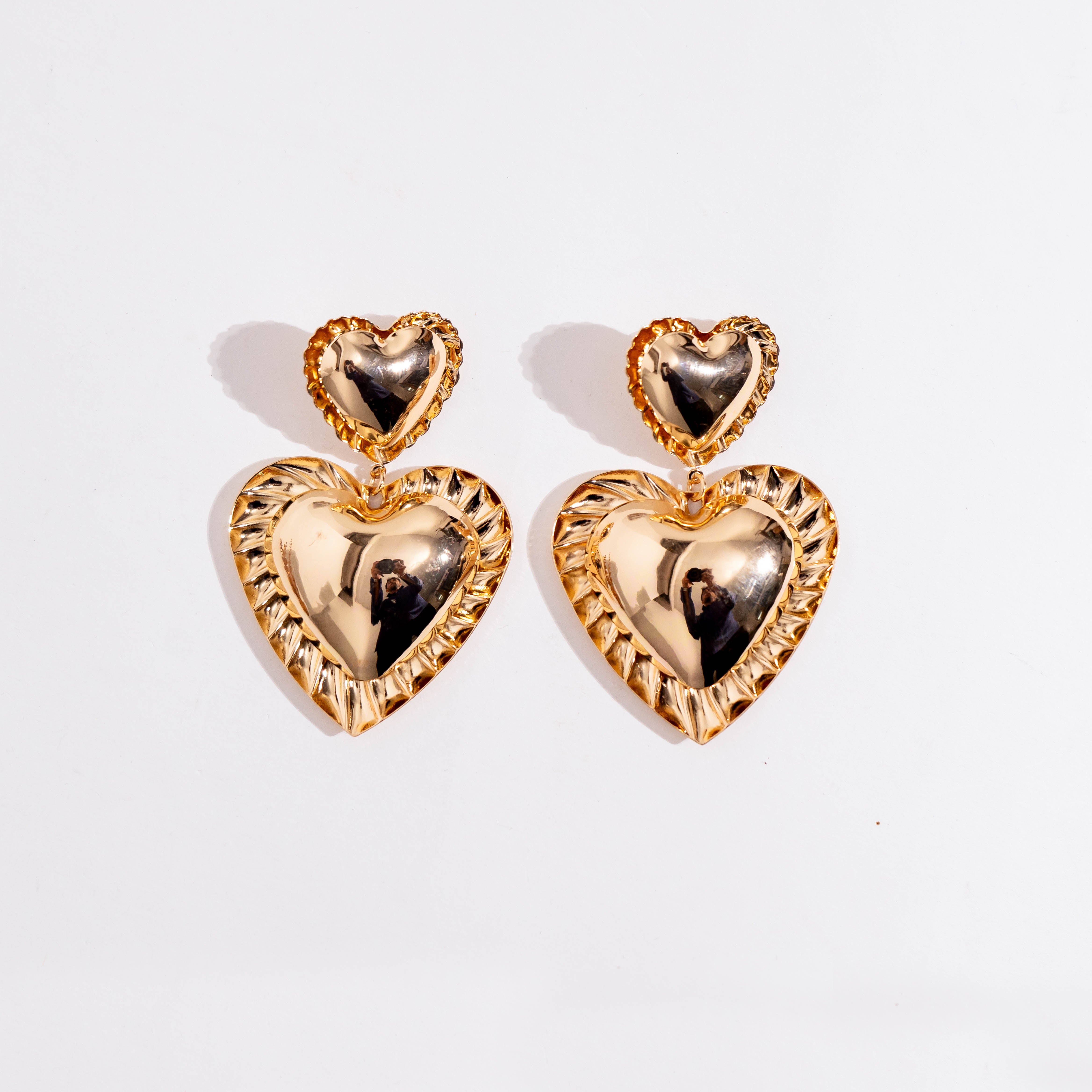 Golden Heart Drops Earrings