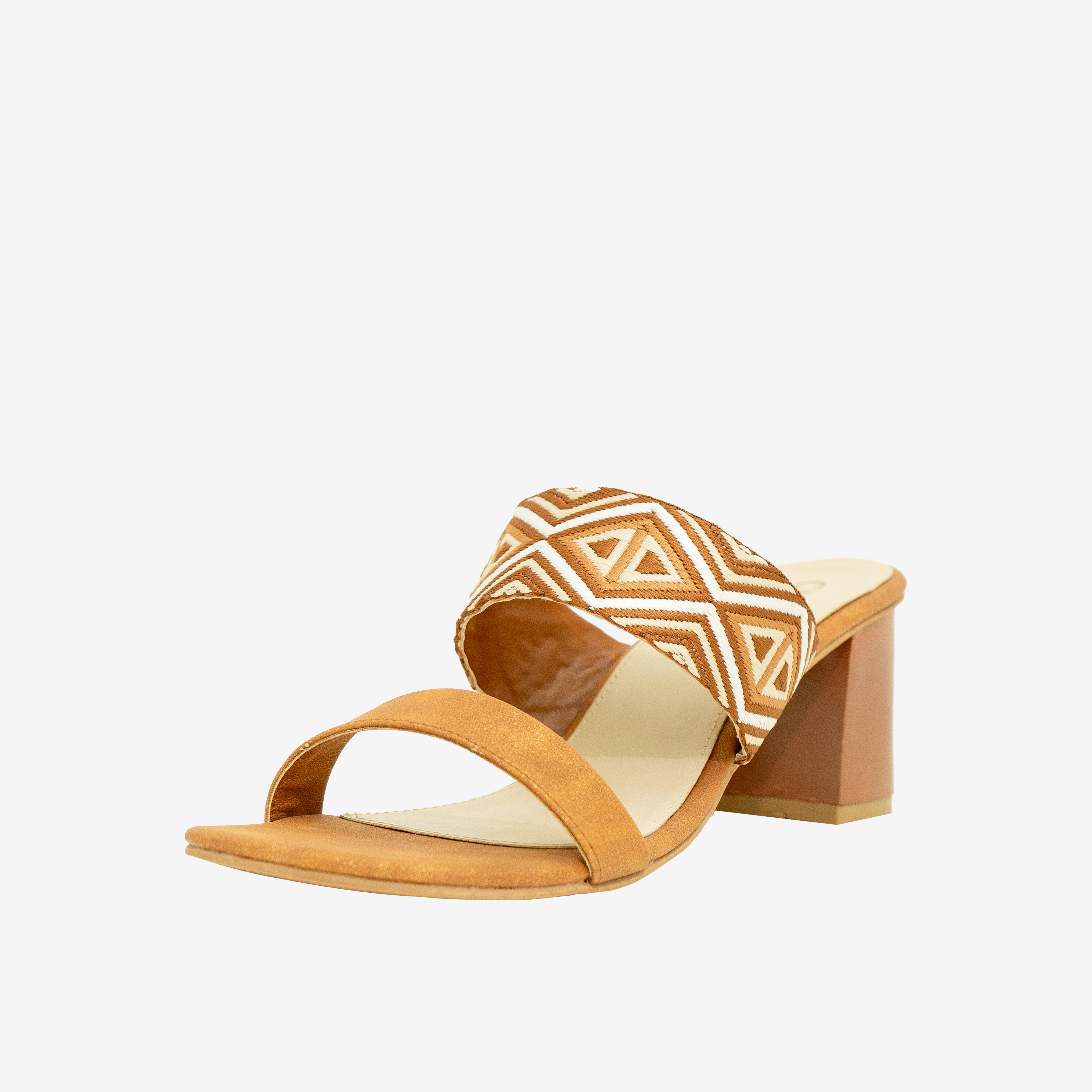 Tan Printed Block heels I Cara