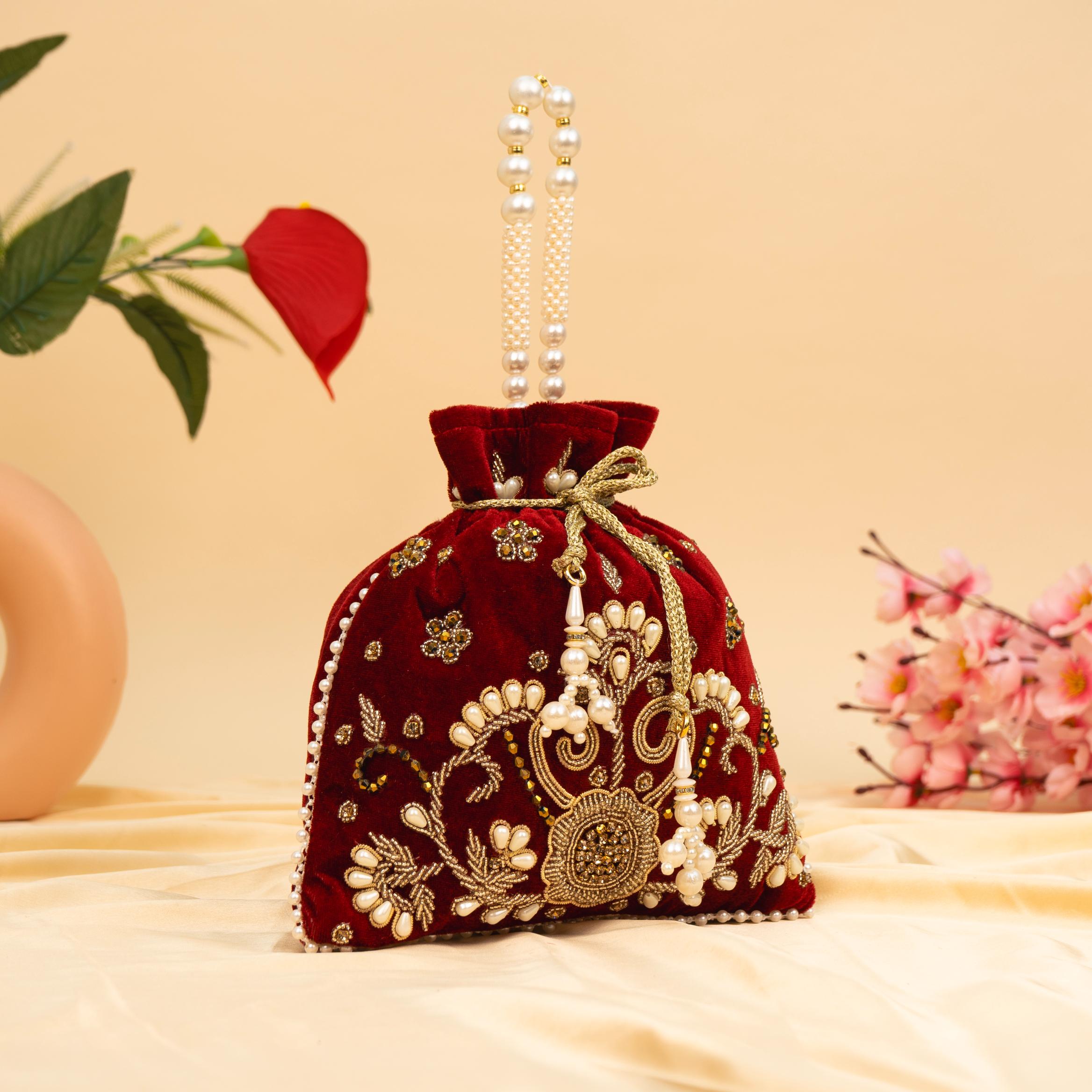 Vibrant Floral Zardosi Potli