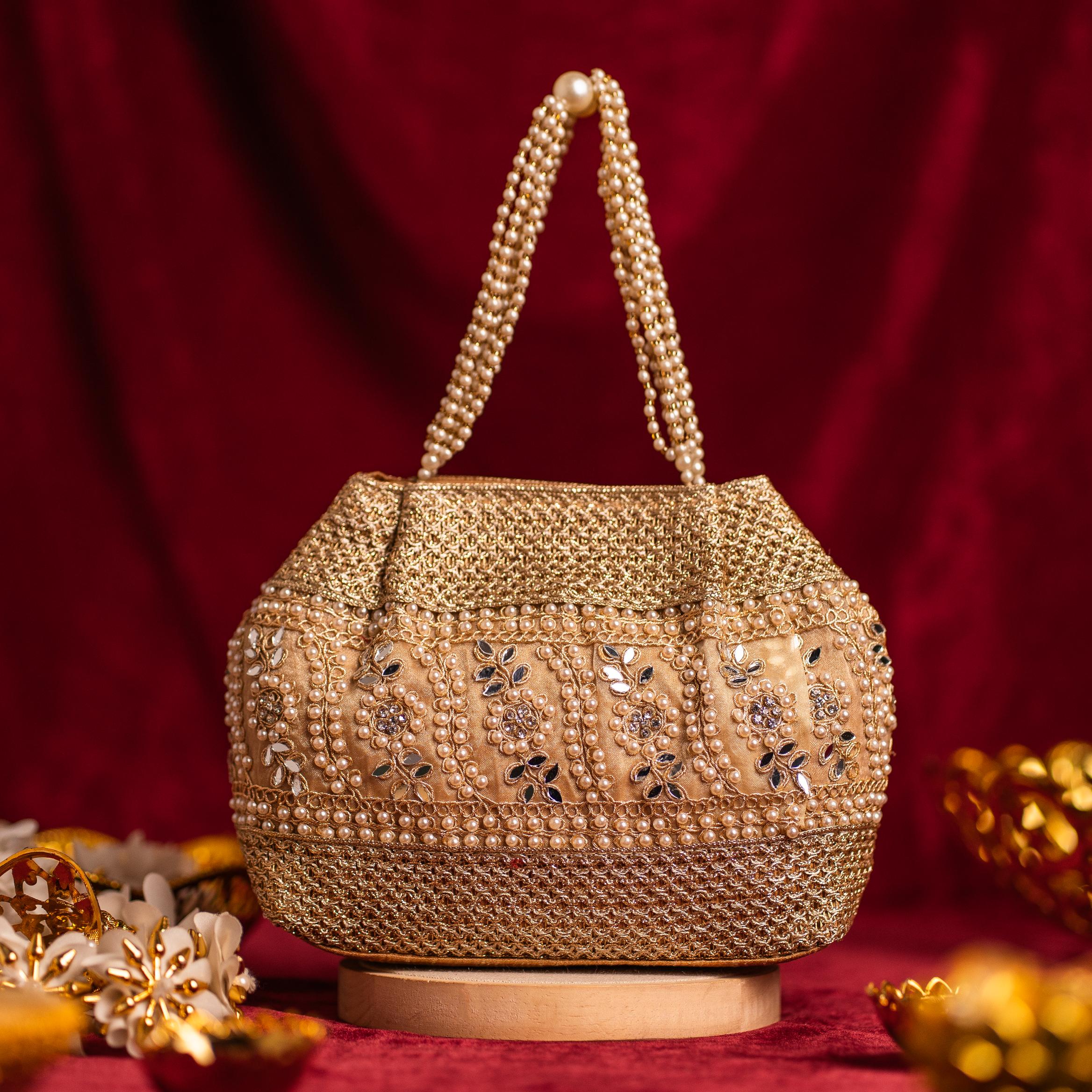 Golden Fern Pearl Potli