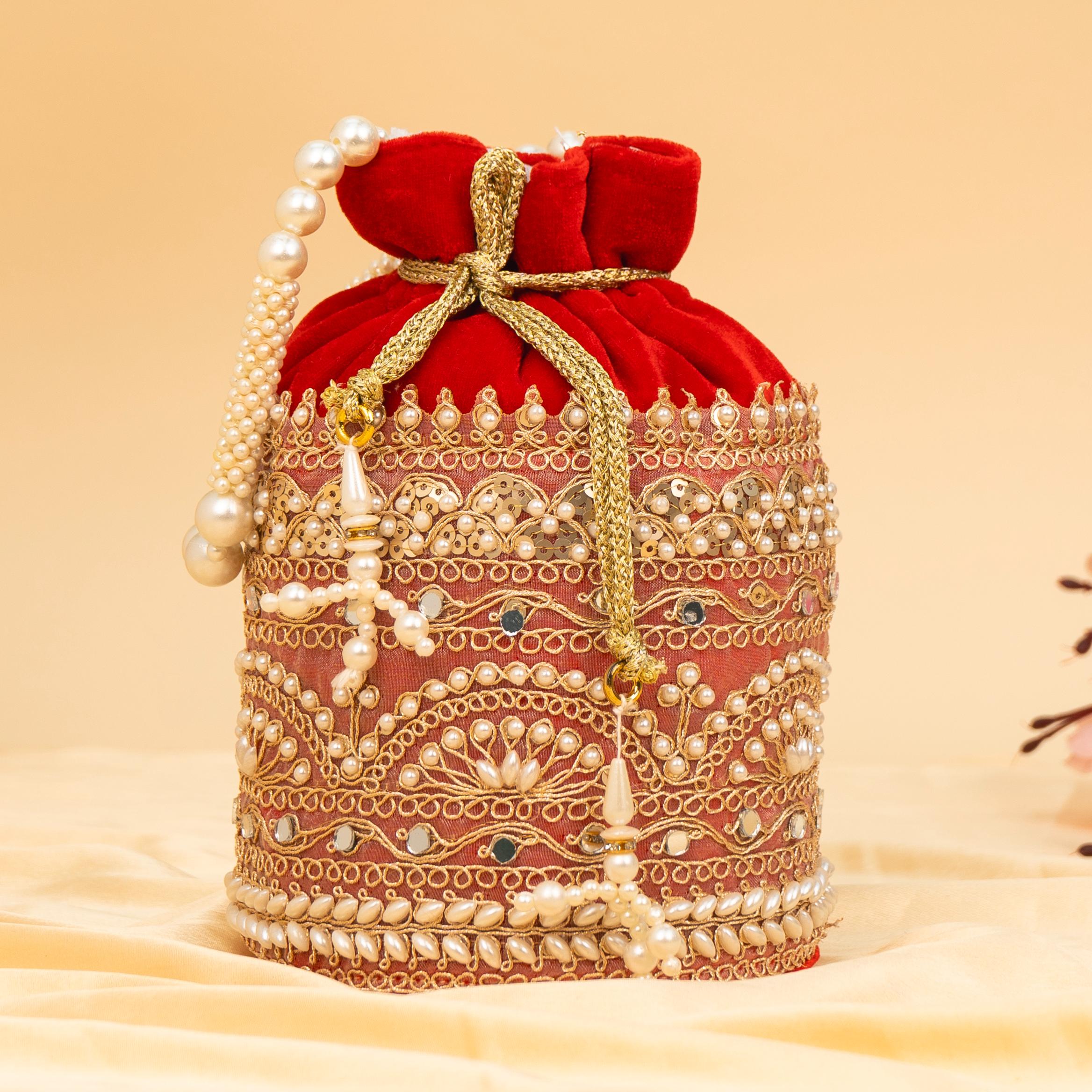 Zari Gold Velvet Potli
