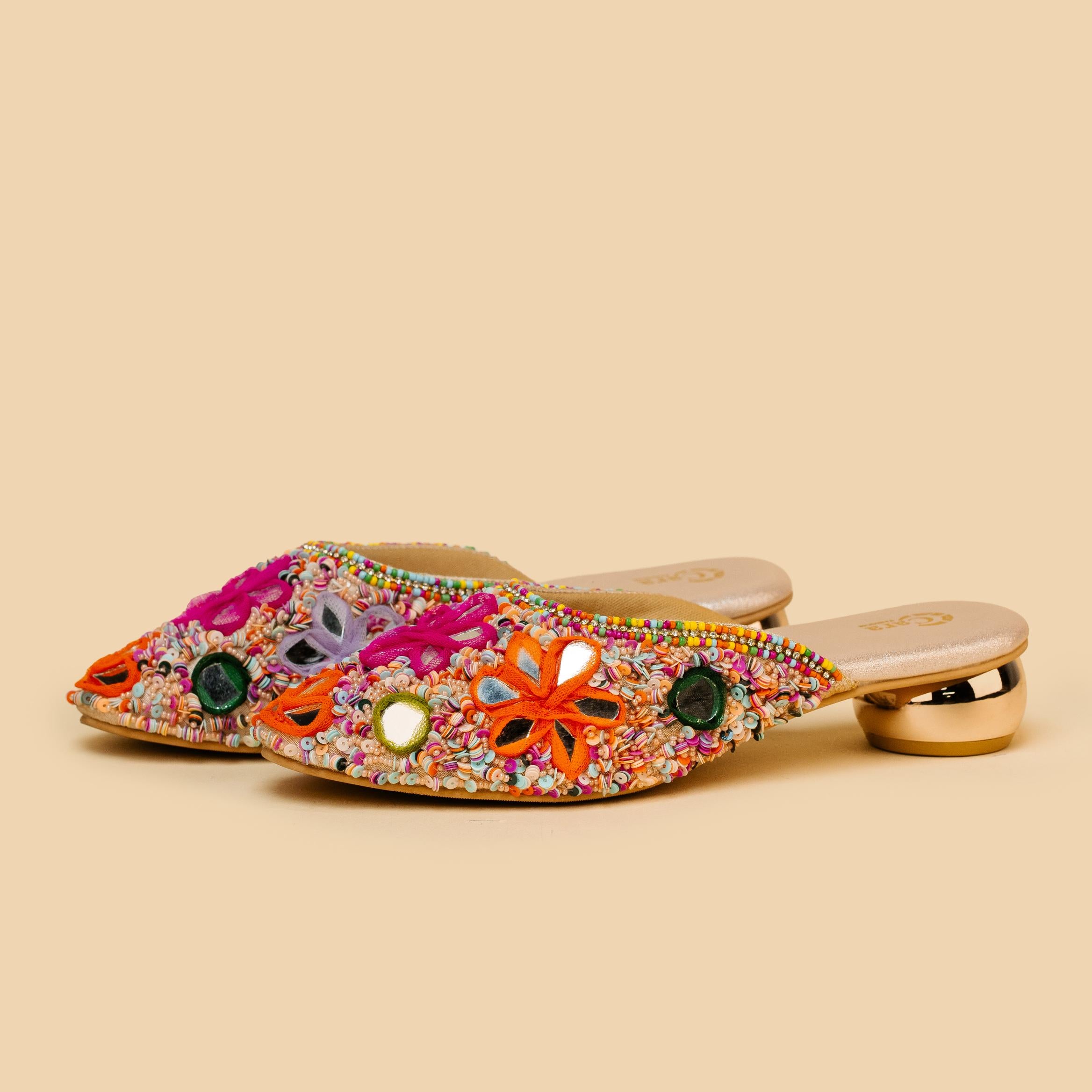 Mirror Phulkari Mules