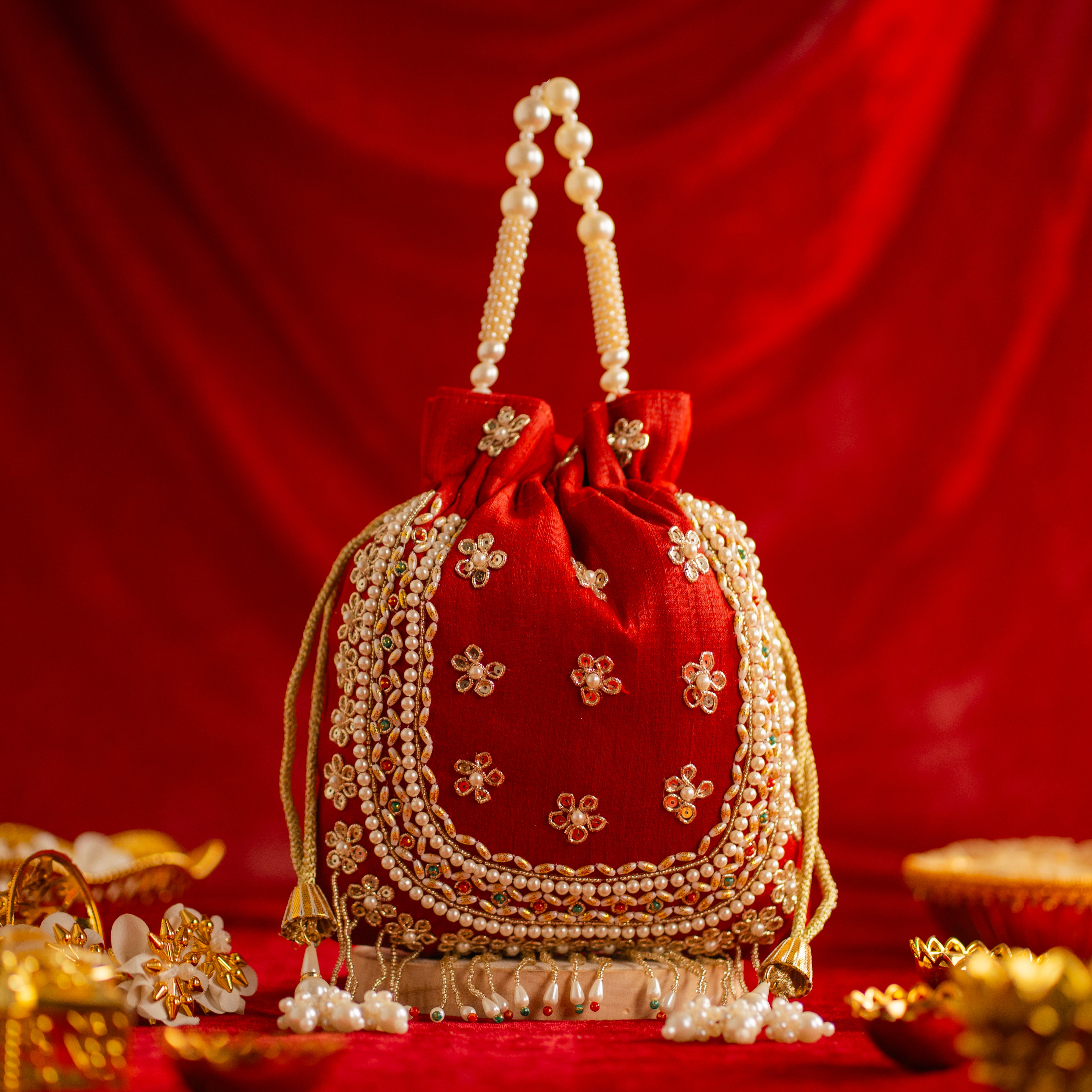 Blush Gold Braid Potli