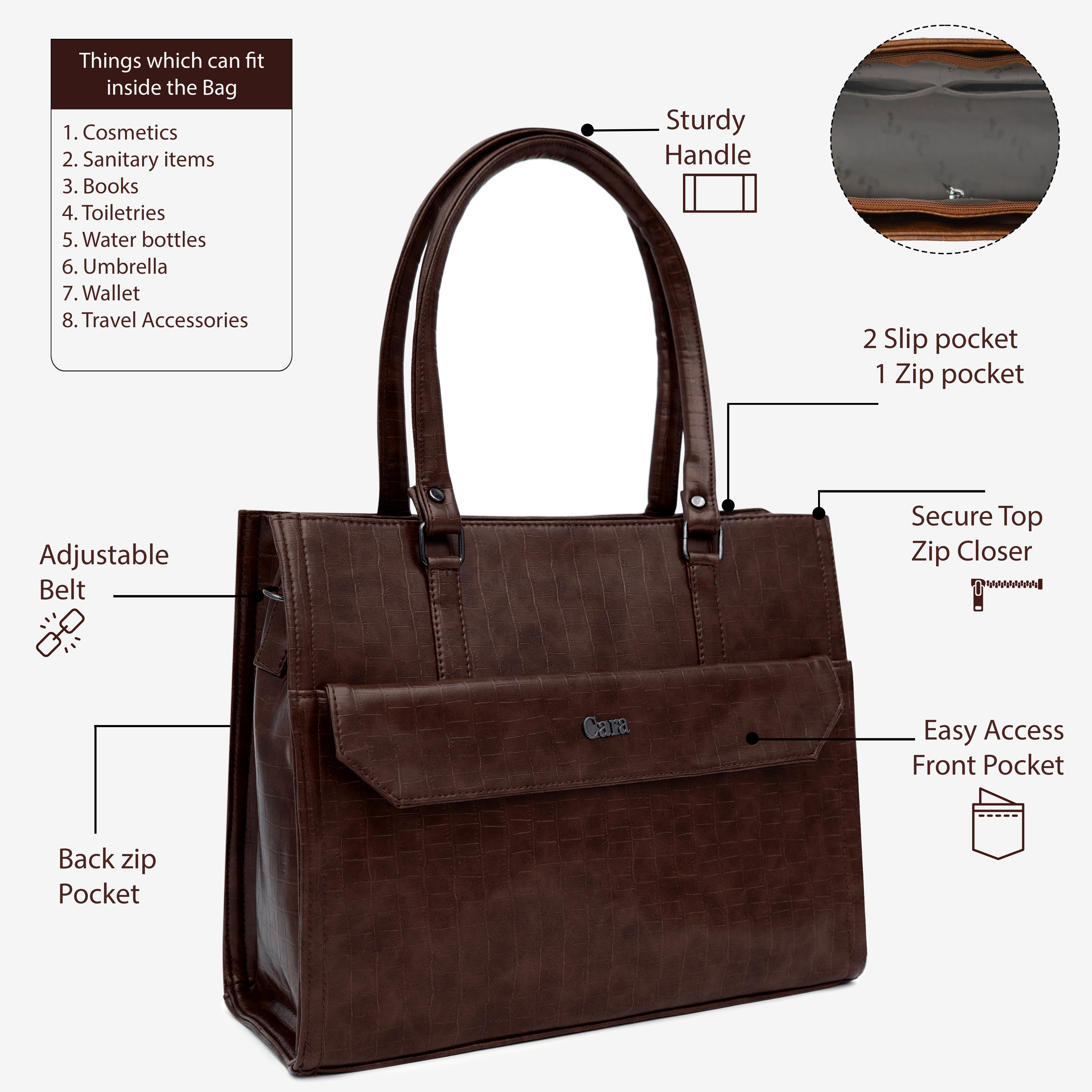 Dark brown Urban Chic HANDBAG I CARA