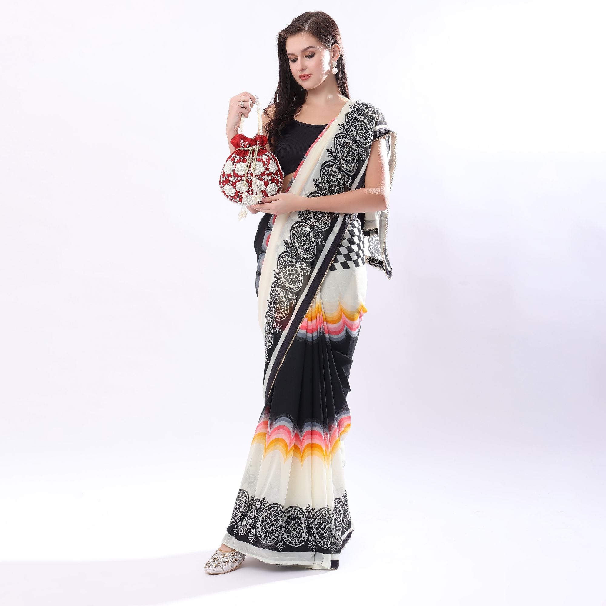 Maroon Pearl Glow Fantasy Potli
