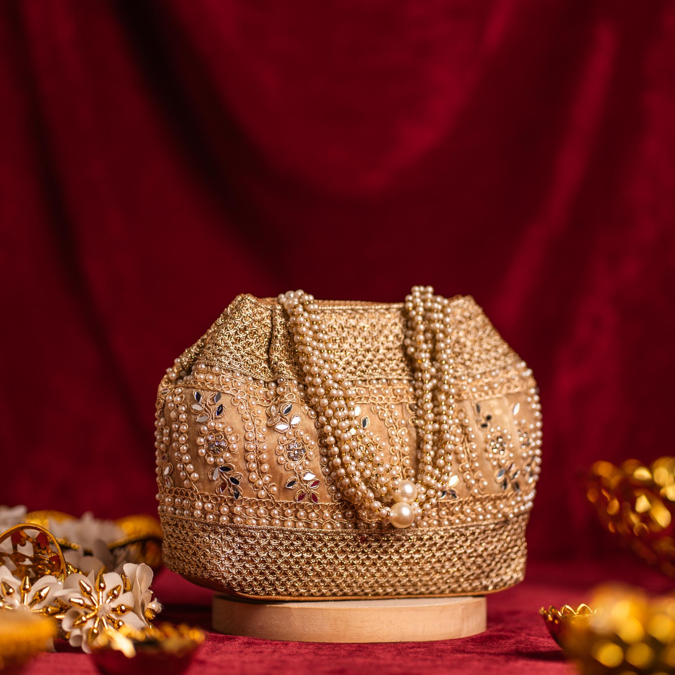 Golden Fern Pearl Potli
