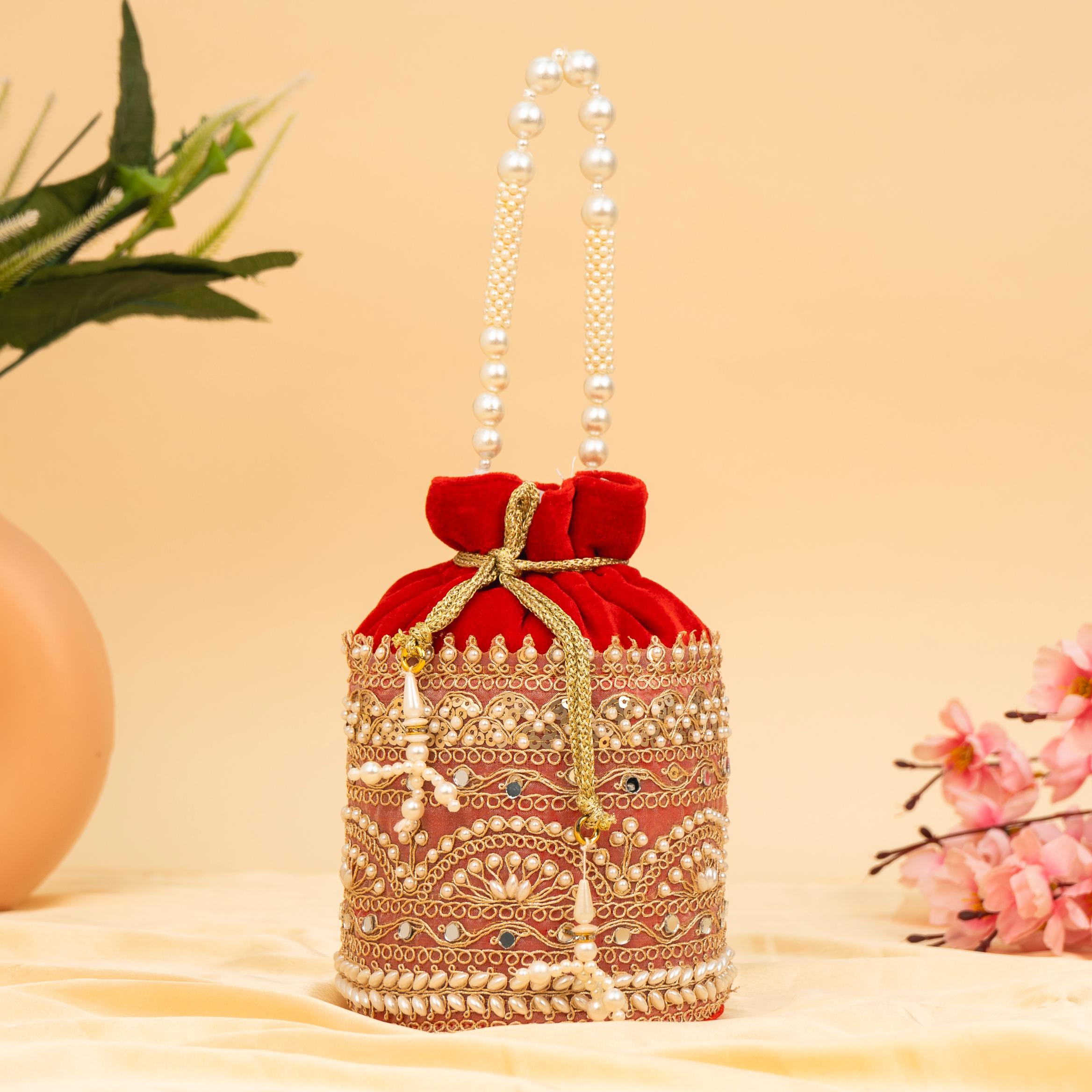 Zari Gold Velvet Potli
