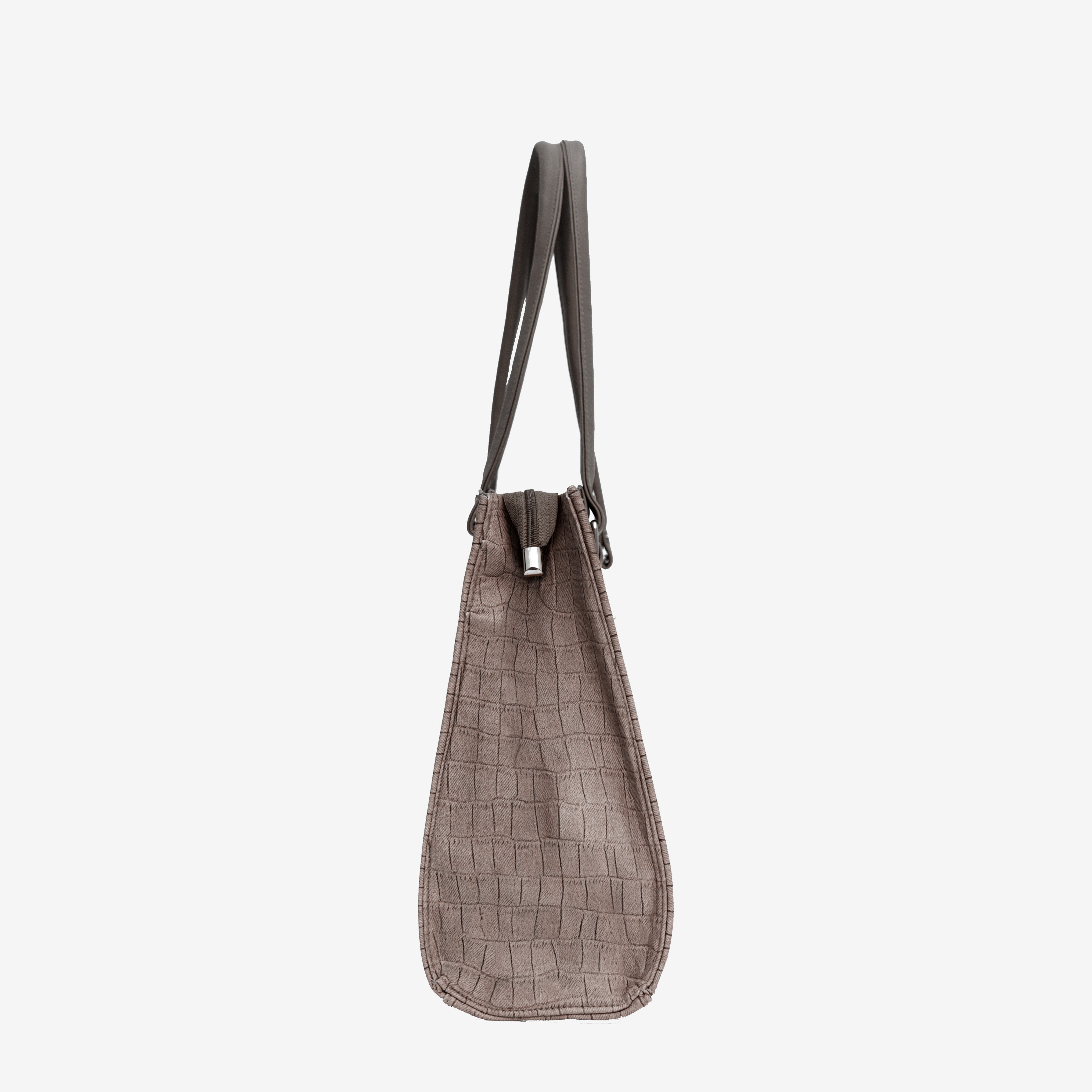 Dark brown Croc Textured Shoulder Bag  I Cara