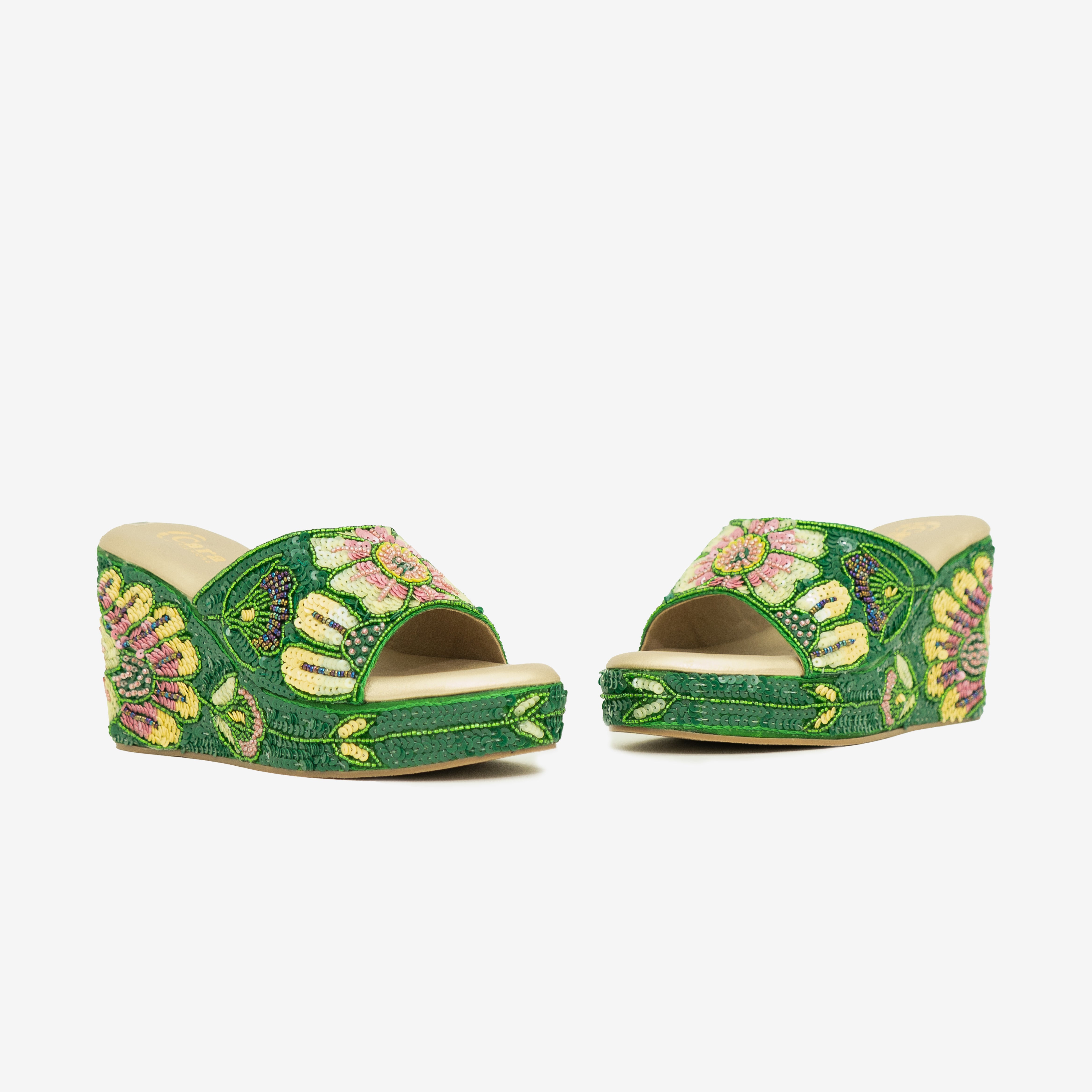 Green Blooming Elegance Wedge  I Cara