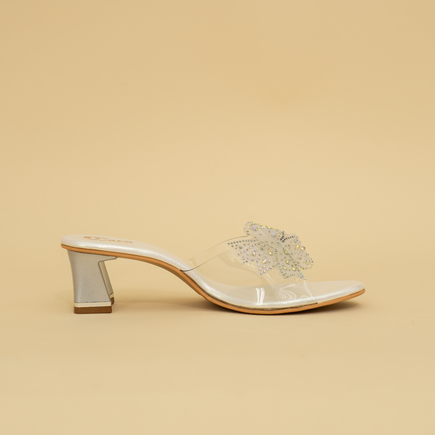 Crystal butterfly bow heels