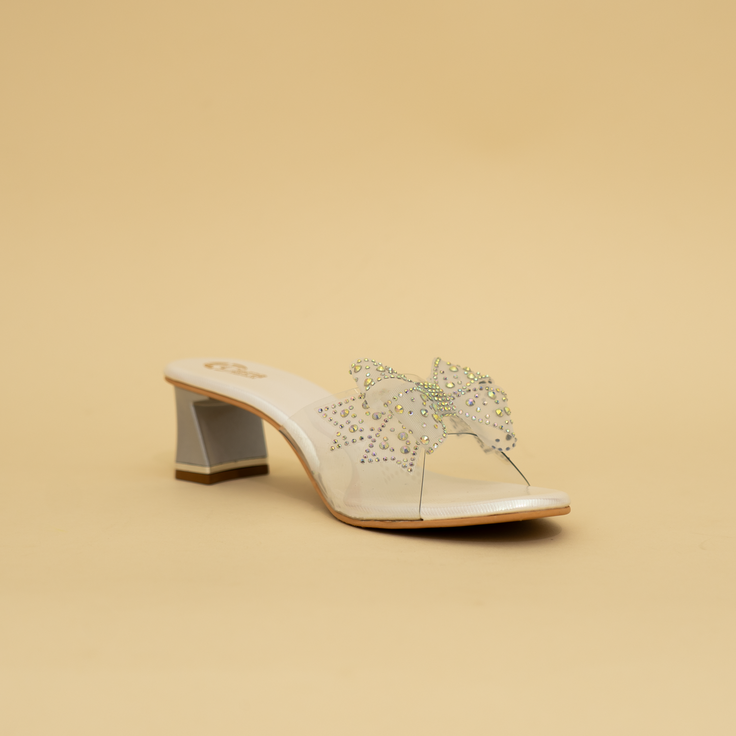 Crystal butterfly bow heels