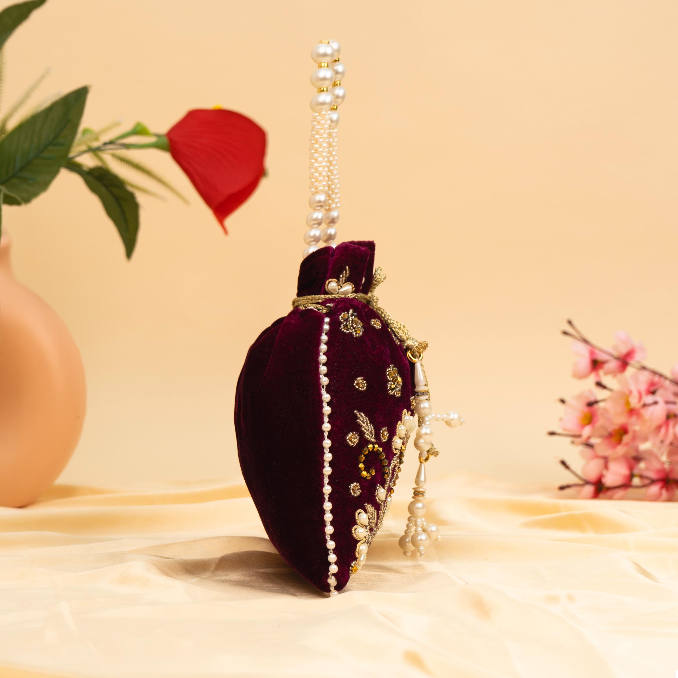 Vibrant Floral Zardosi Potli