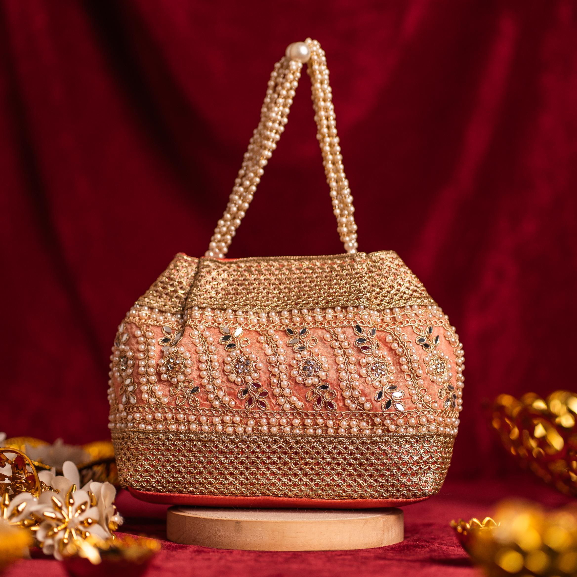 Golden Fern Pearl Potli