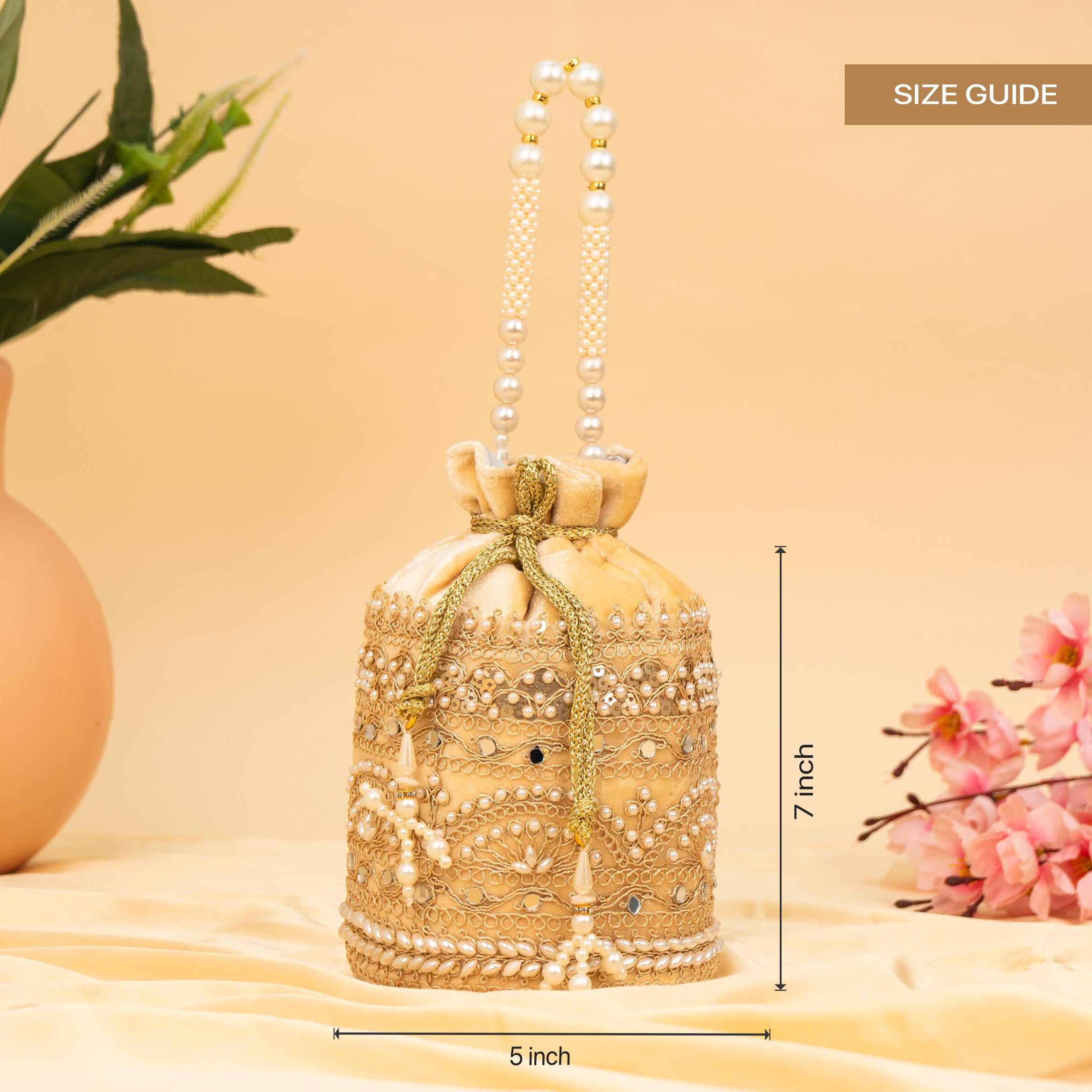 Zari Gold Velvet Potli